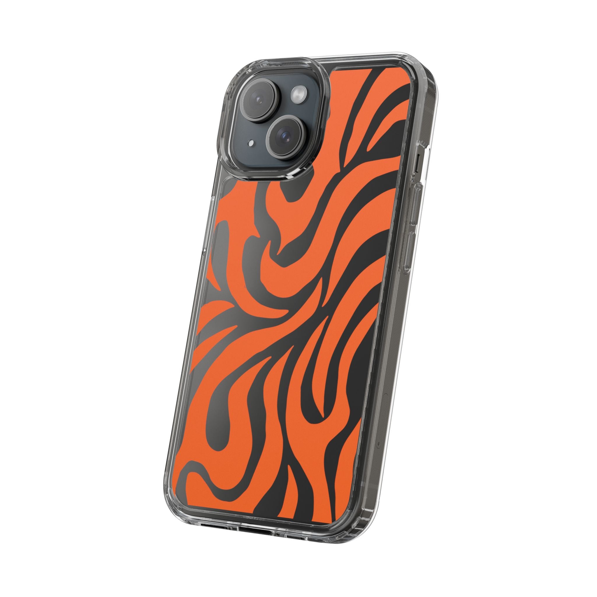 Orange Tiger Stripe Clear Phone Case — Bold Animal Print iPhone Cover