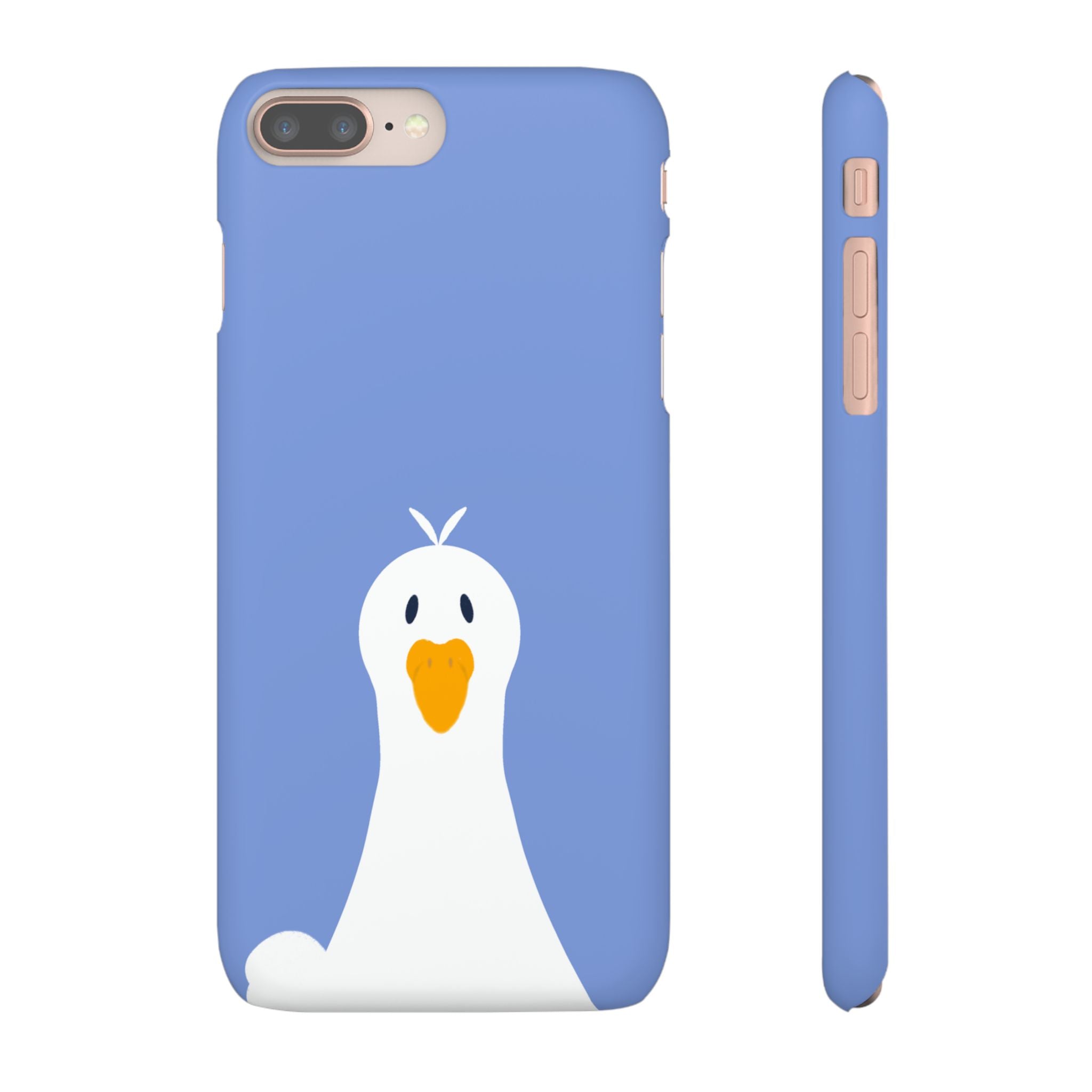 Cute Goose Phone Case – Blue Snap Phone Cover with Whimsical Bird Design