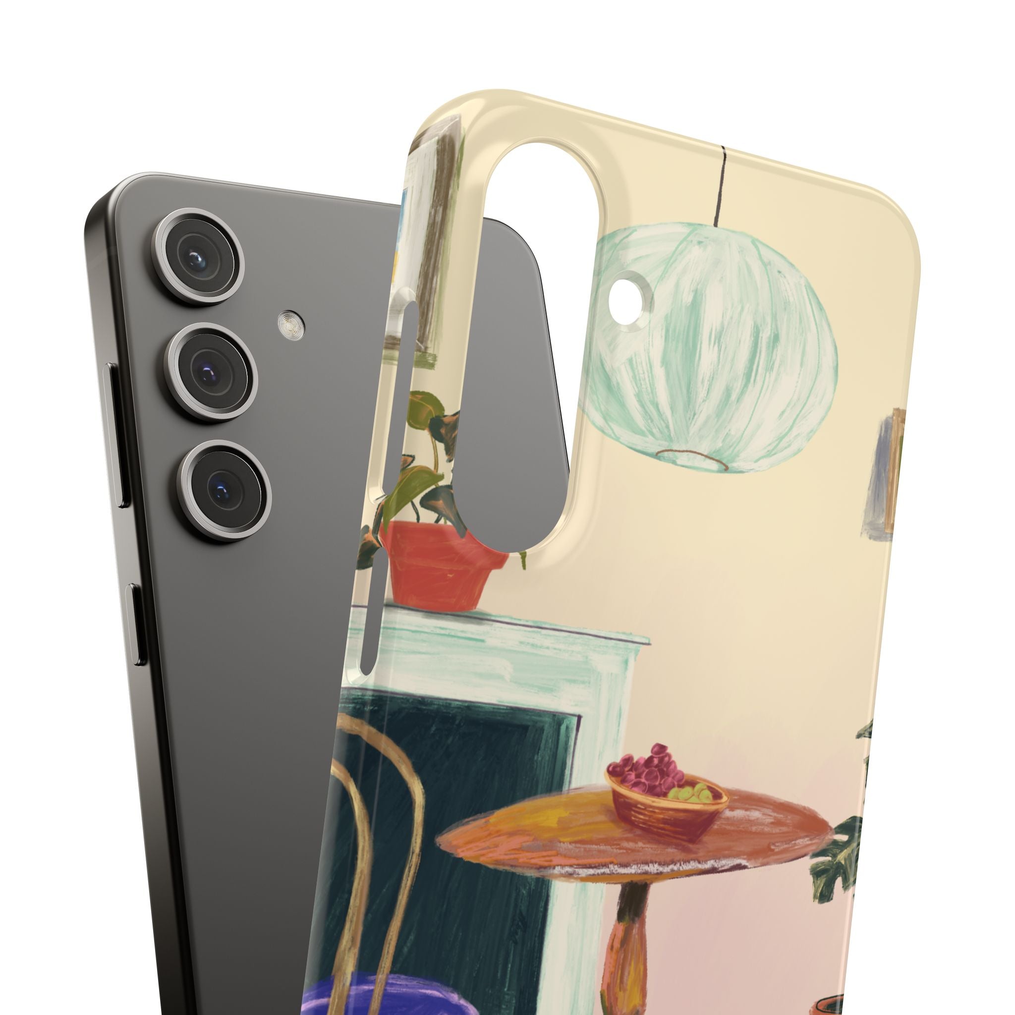 Vintage Bistro Phone Case — Cozy Cafe Interior Illustration Snap Case