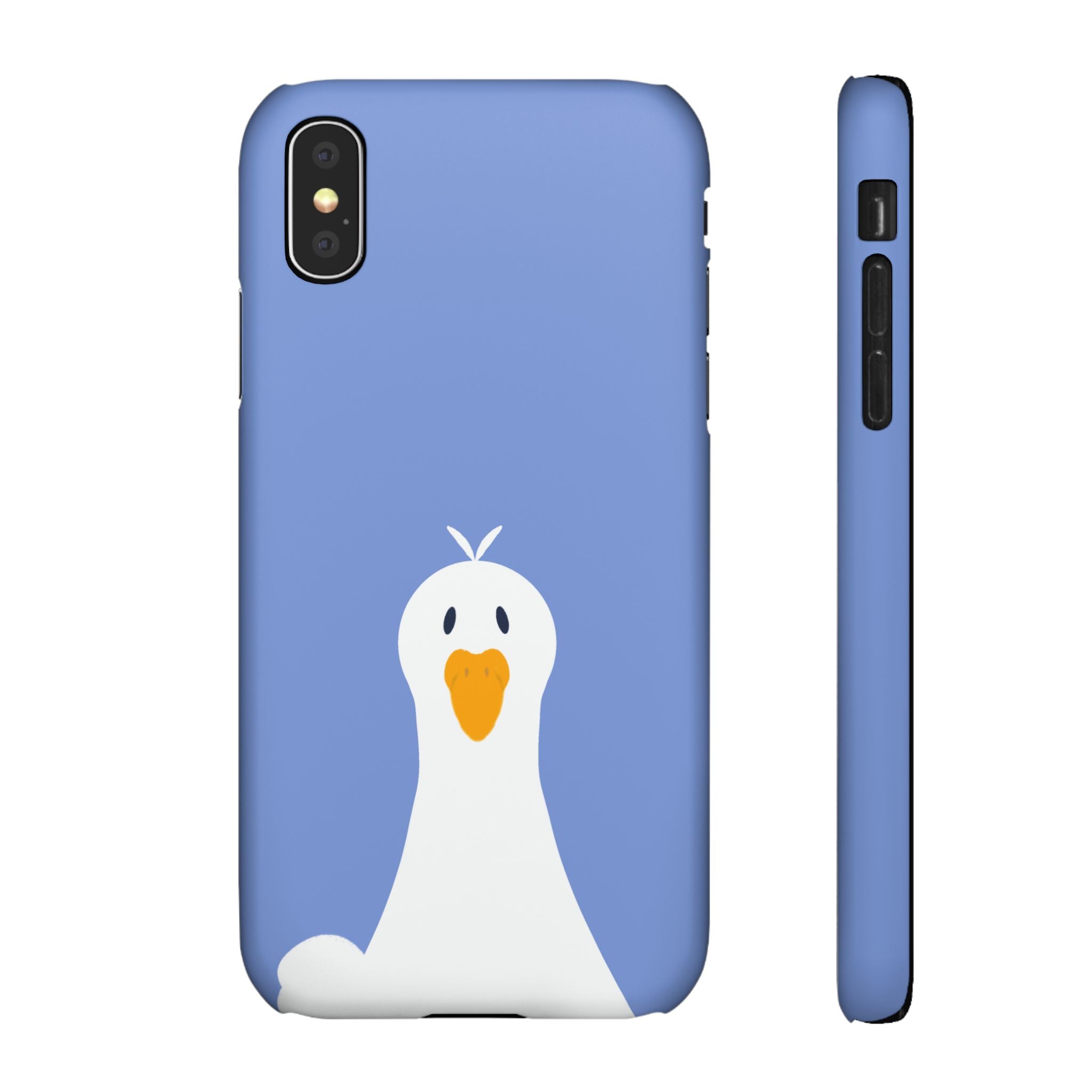 Cute Goose Phone Case – Blue Snap Phone Cover with Whimsical Bird Design