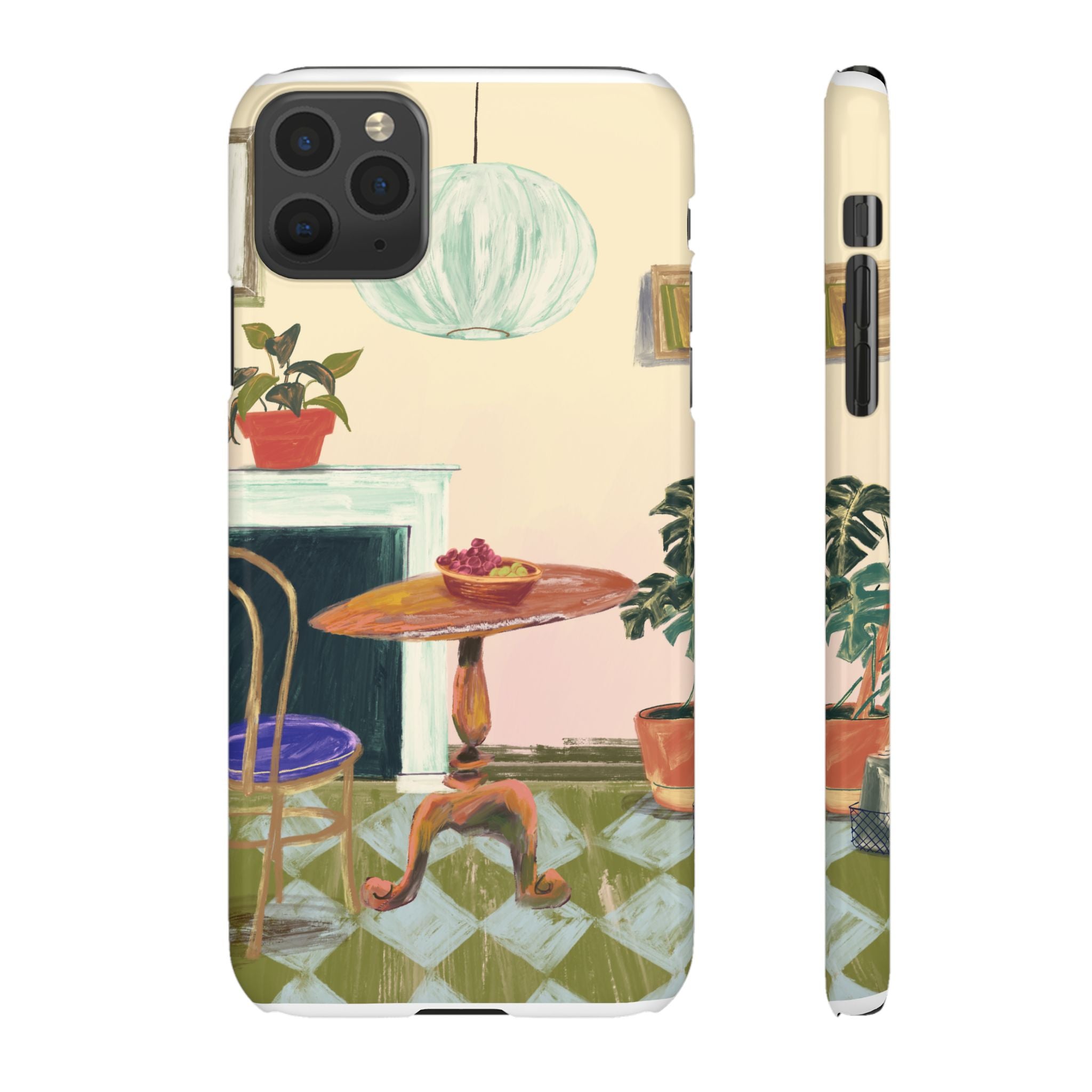 Vintage Bistro Phone Case — Cozy Cafe Interior Illustration Snap Case