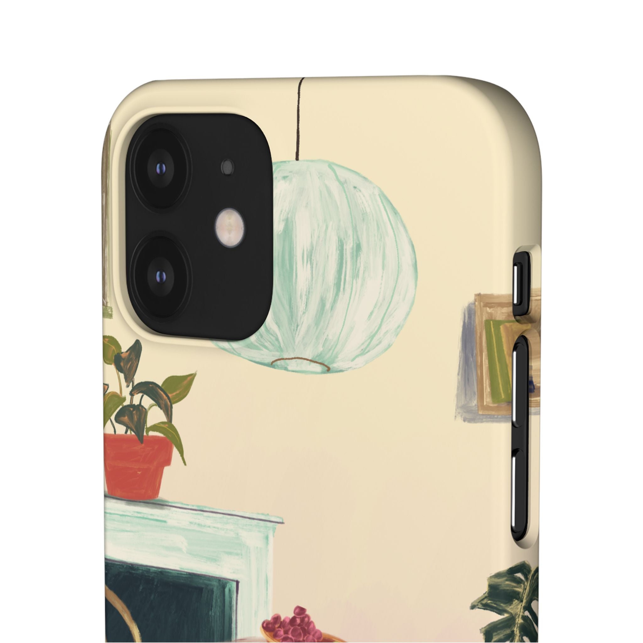 Vintage Bistro Phone Case — Cozy Cafe Interior Illustration Snap Case