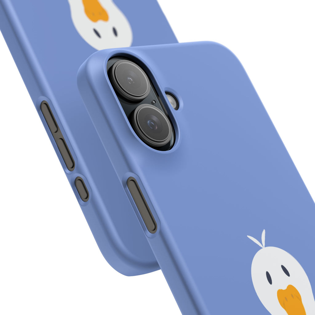 Cute Goose Phone Case – Blue Snap Phone Cover with Whimsical Bird Design