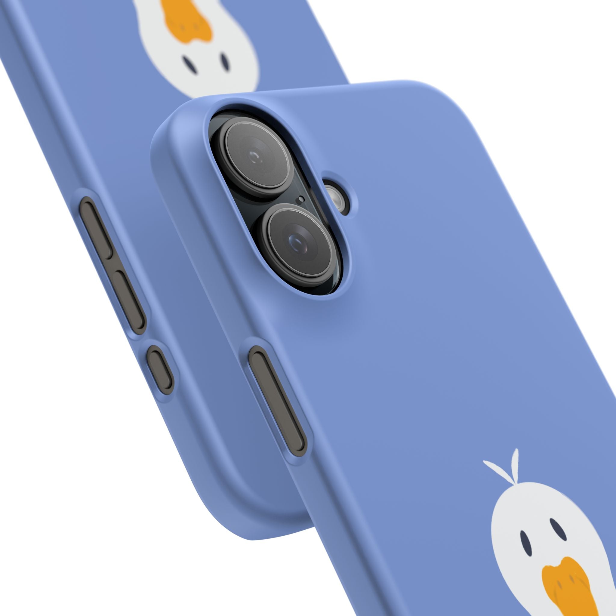 Cute Goose Phone Case – Blue Snap Phone Cover with Whimsical Bird Design
