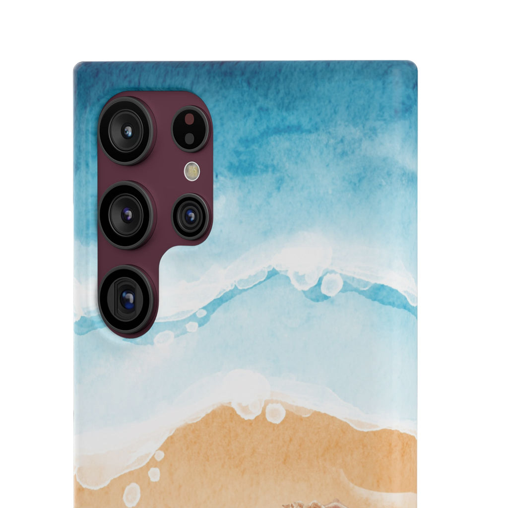 Beach Scene Phone Case — Watercolor Sand, Seashells & Crabs
