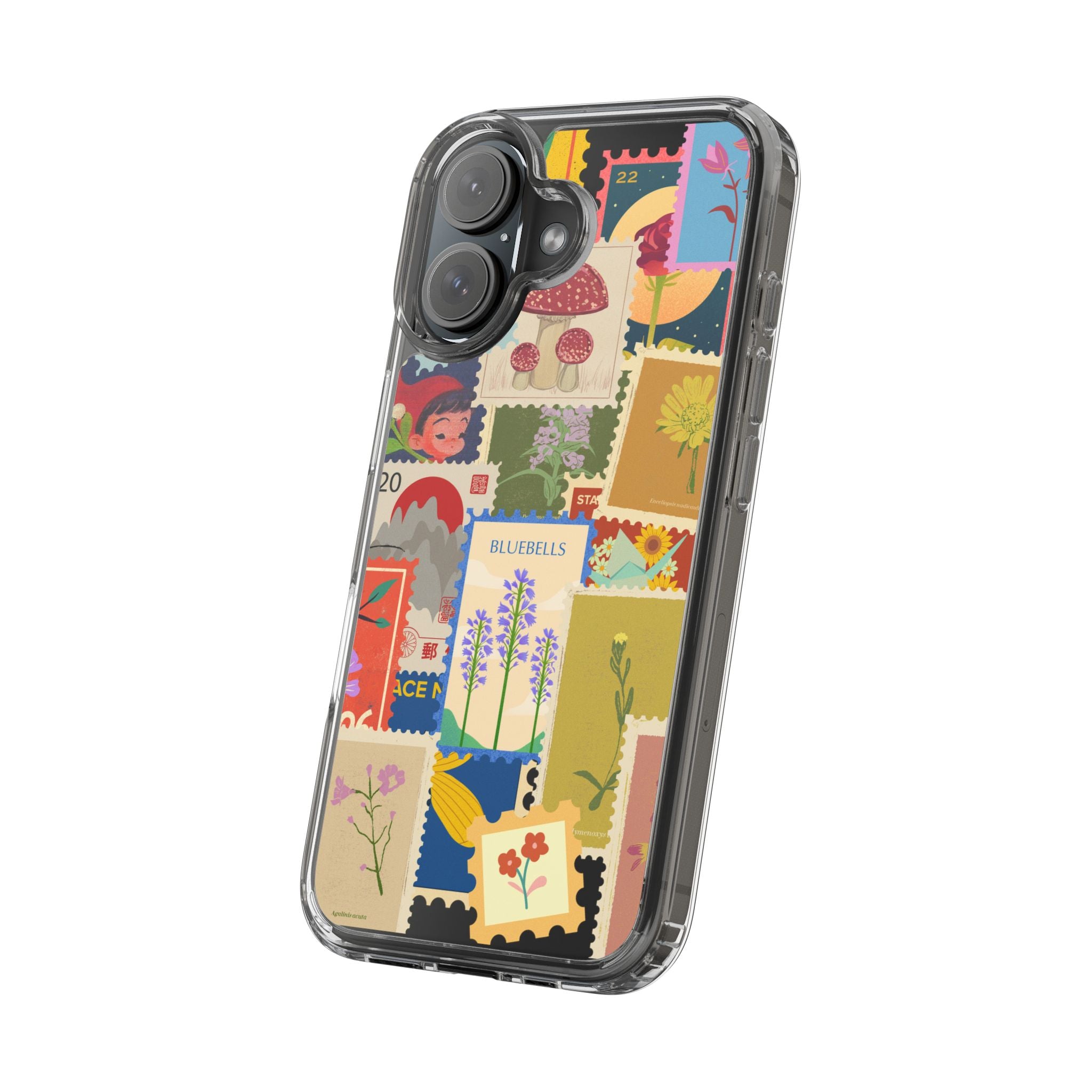 Clear Case — Vintage Floral Stamp Collage Phone Case