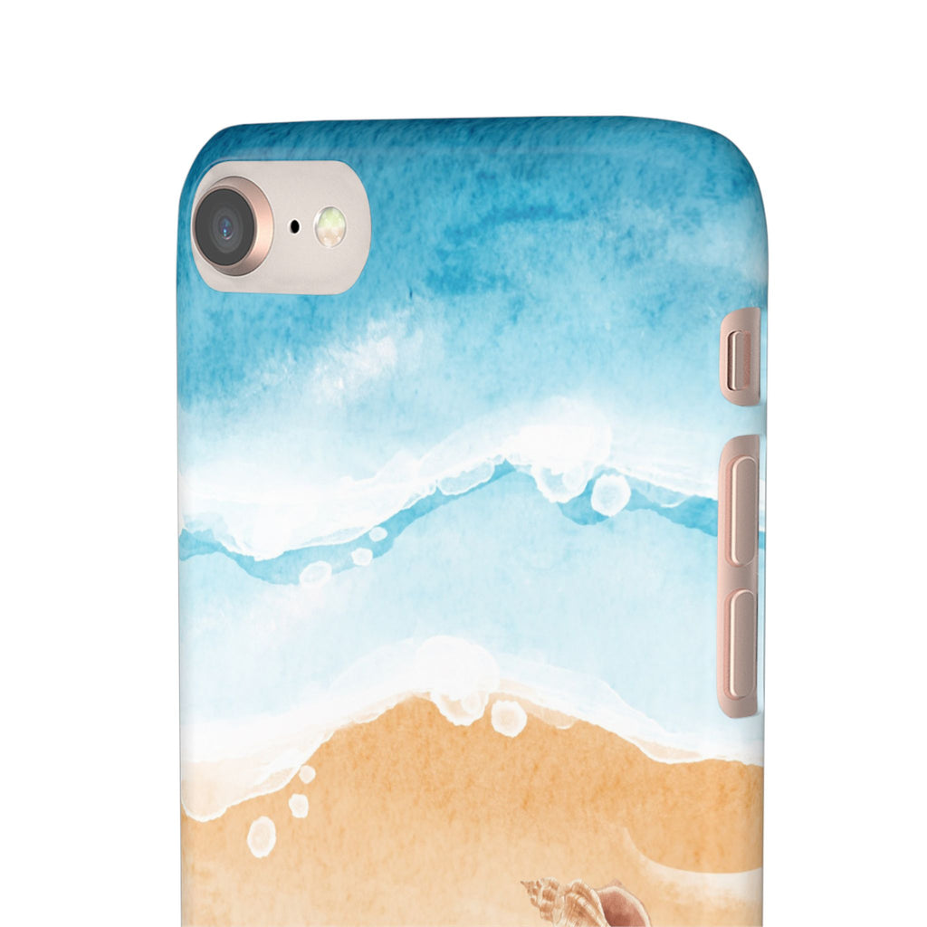 Beach Scene Phone Case — Watercolor Sand, Seashells & Crabs