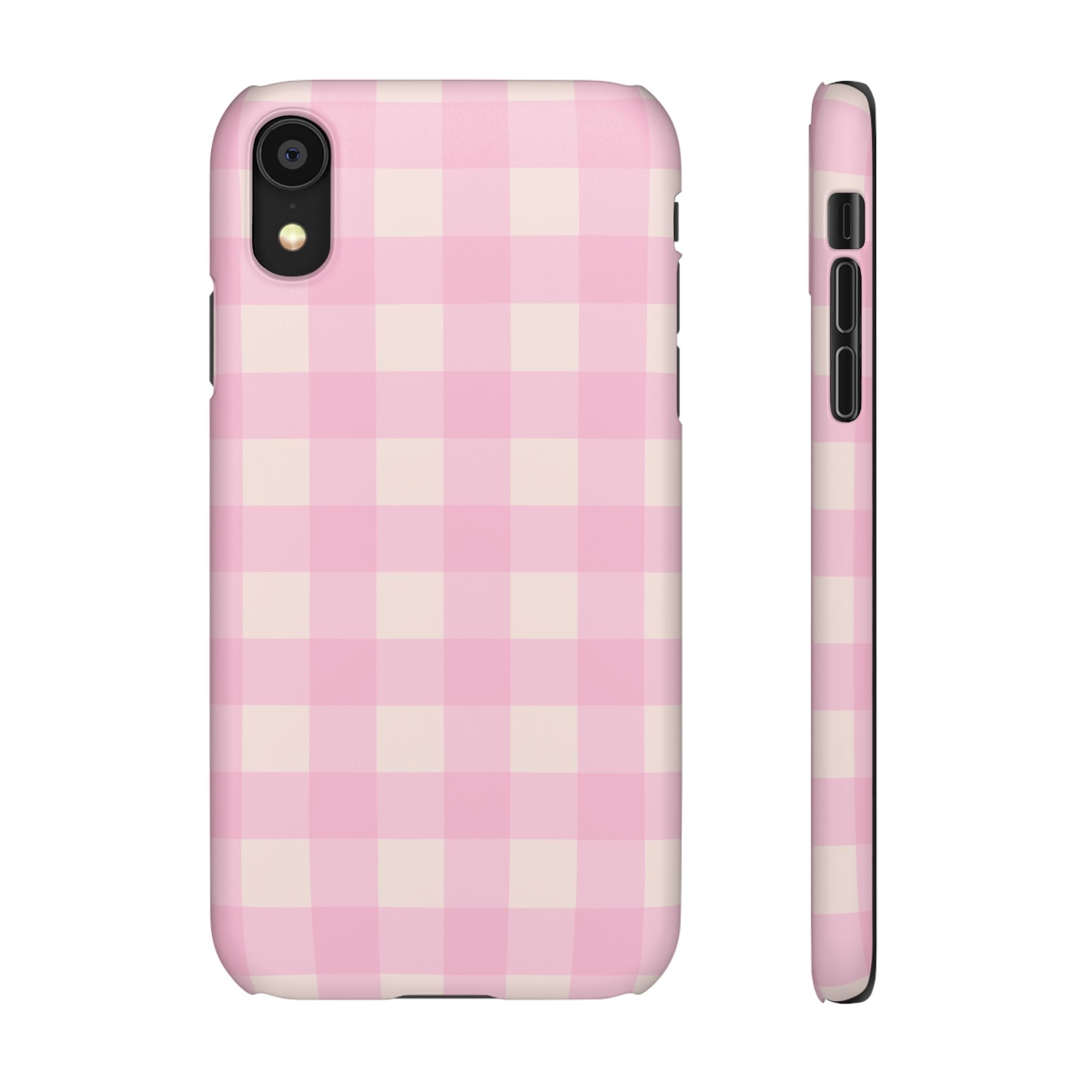 Pink Gingham Snap Phone Case - Cute Pastel Checkered iPhone Cover