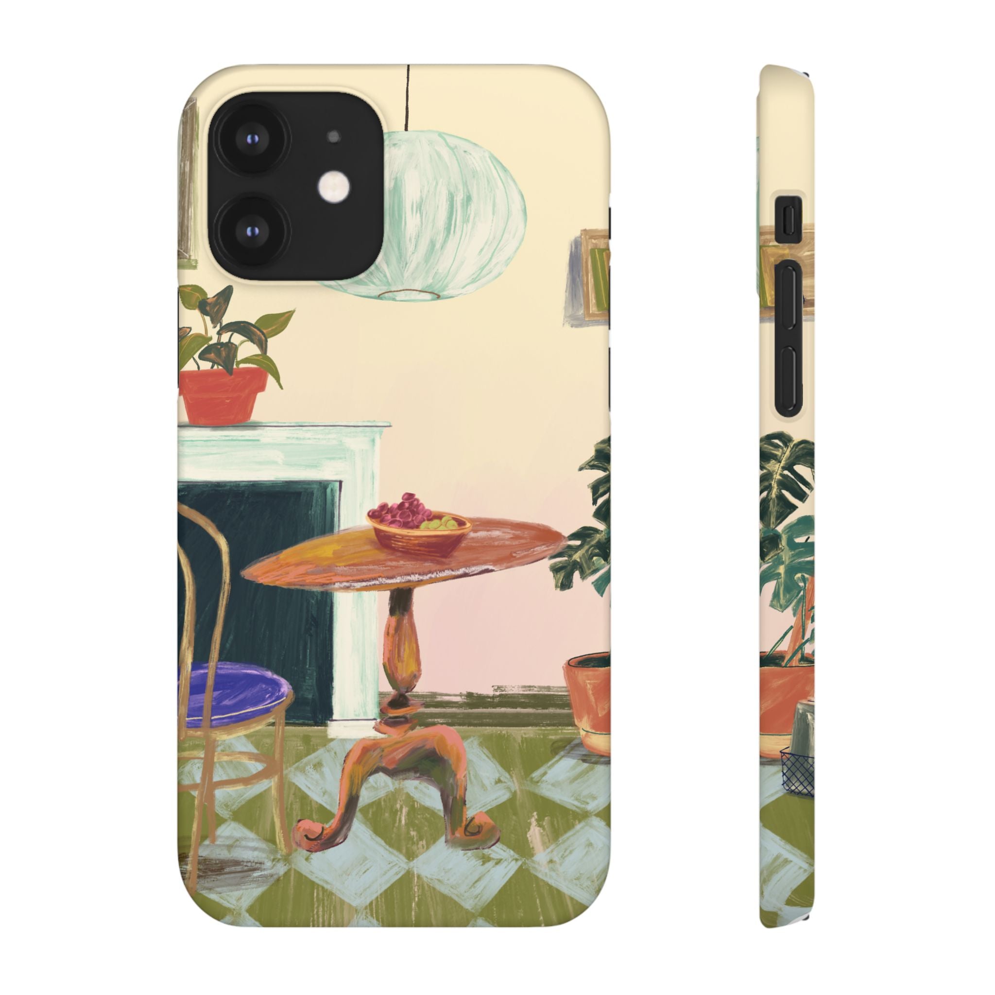 Vintage Bistro Phone Case — Cozy Cafe Interior Illustration Snap Case