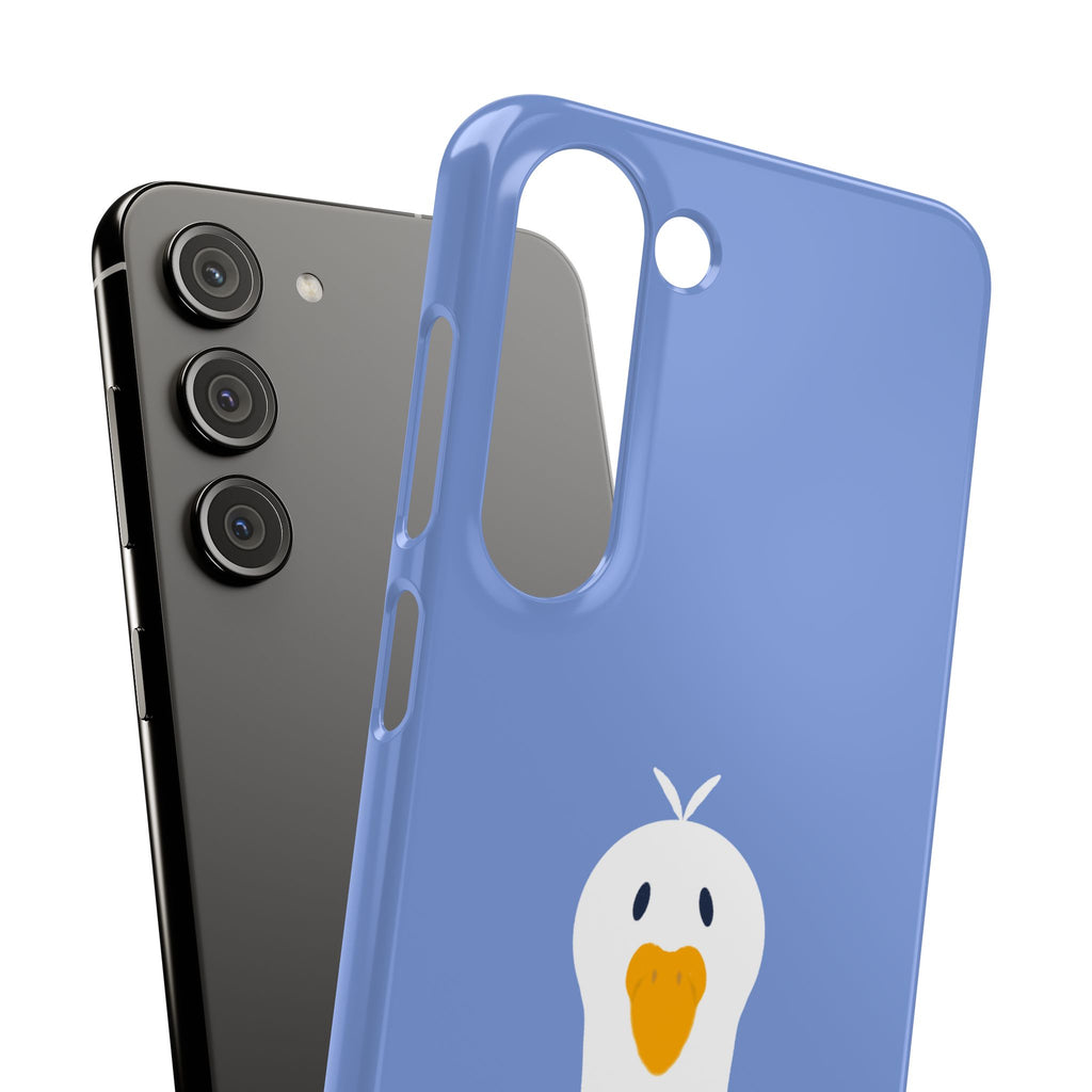 Cute Goose Phone Case – Blue Snap Phone Cover with Whimsical Bird Design