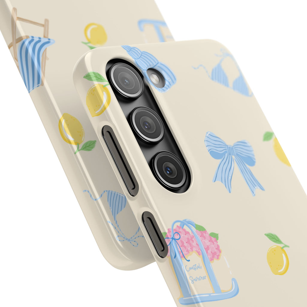 Cute Lemon & Beach Pattern Phone Case — Pastel Summer Snap Case