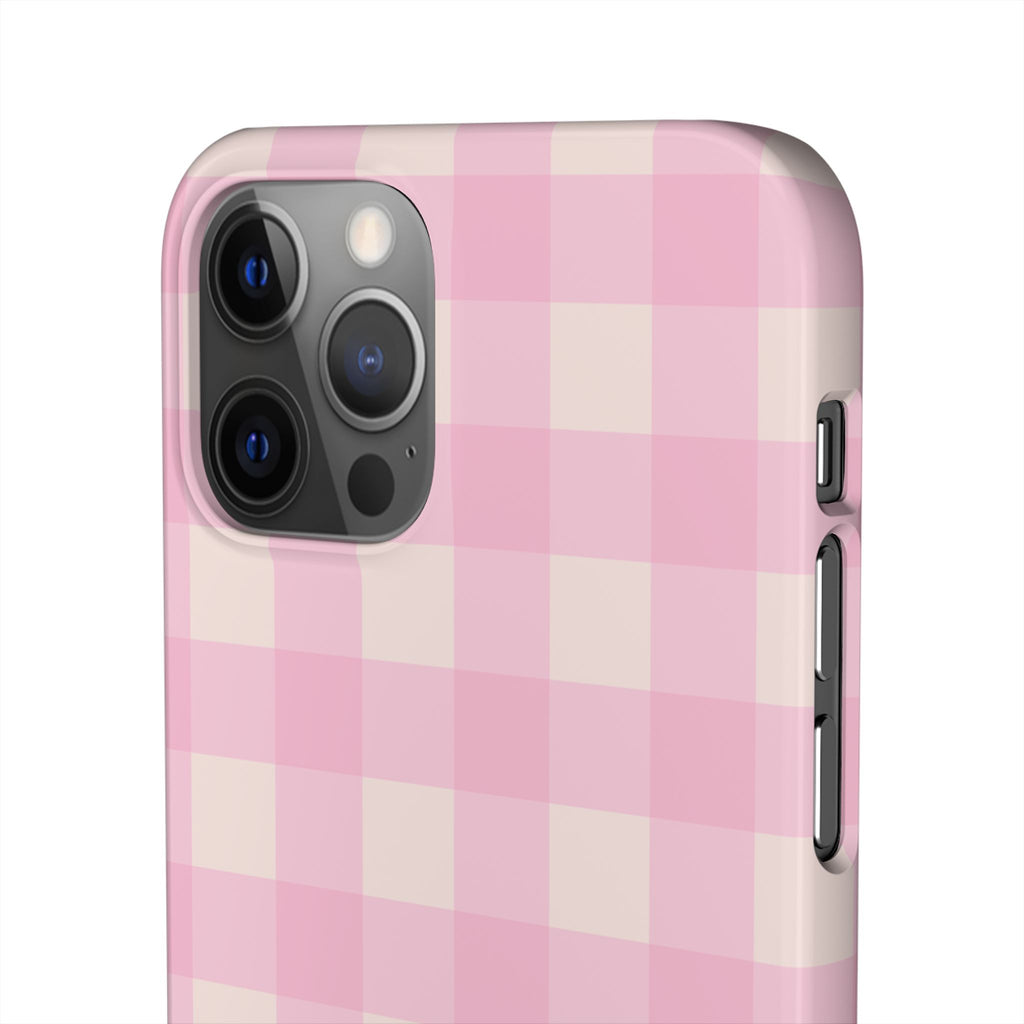 Pink Gingham Snap Phone Case - Cute Pastel Checkered iPhone Cover