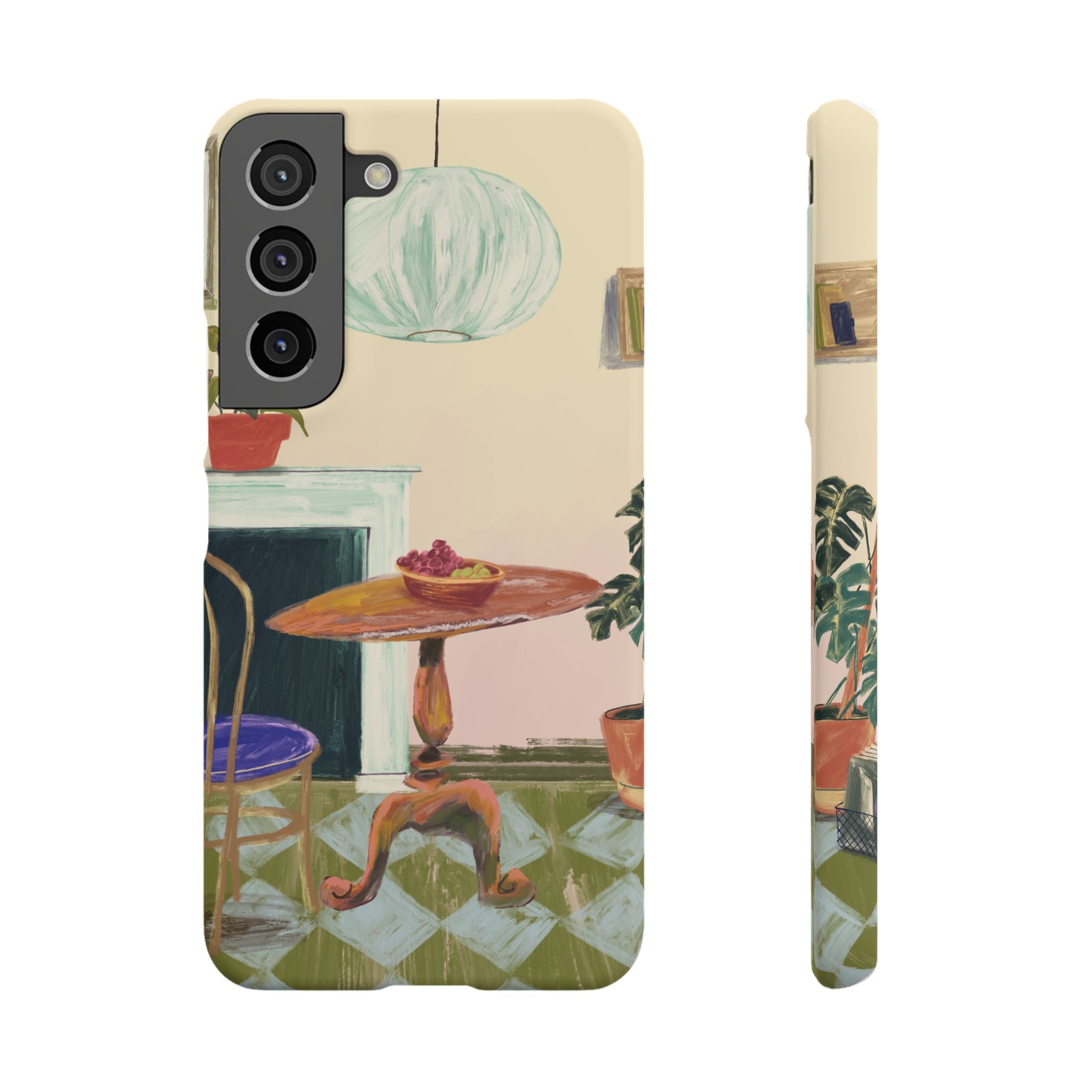 Vintage Bistro Phone Case — Cozy Cafe Interior Illustration Snap Case
