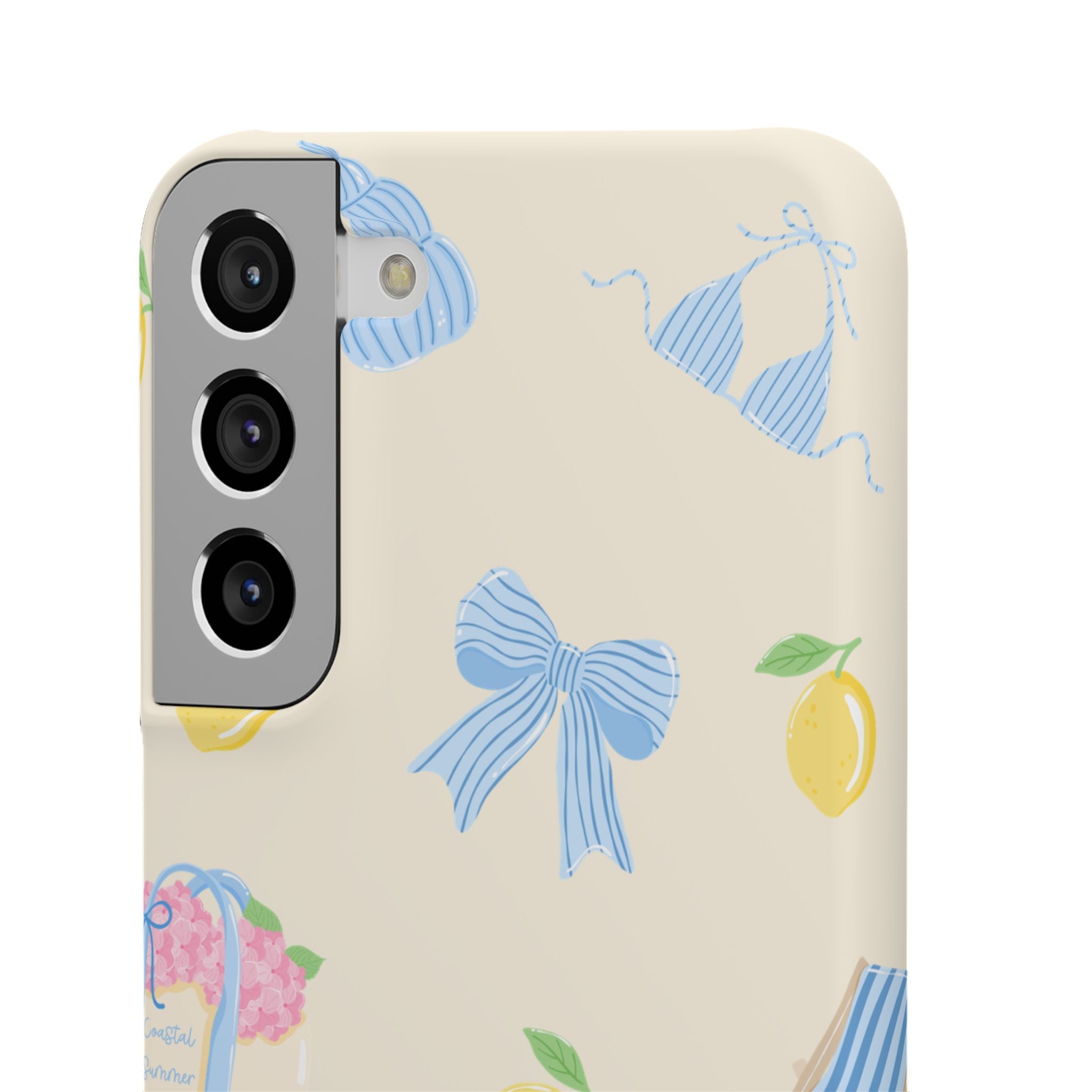 Cute Lemon & Beach Pattern Phone Case — Pastel Summer Snap Case