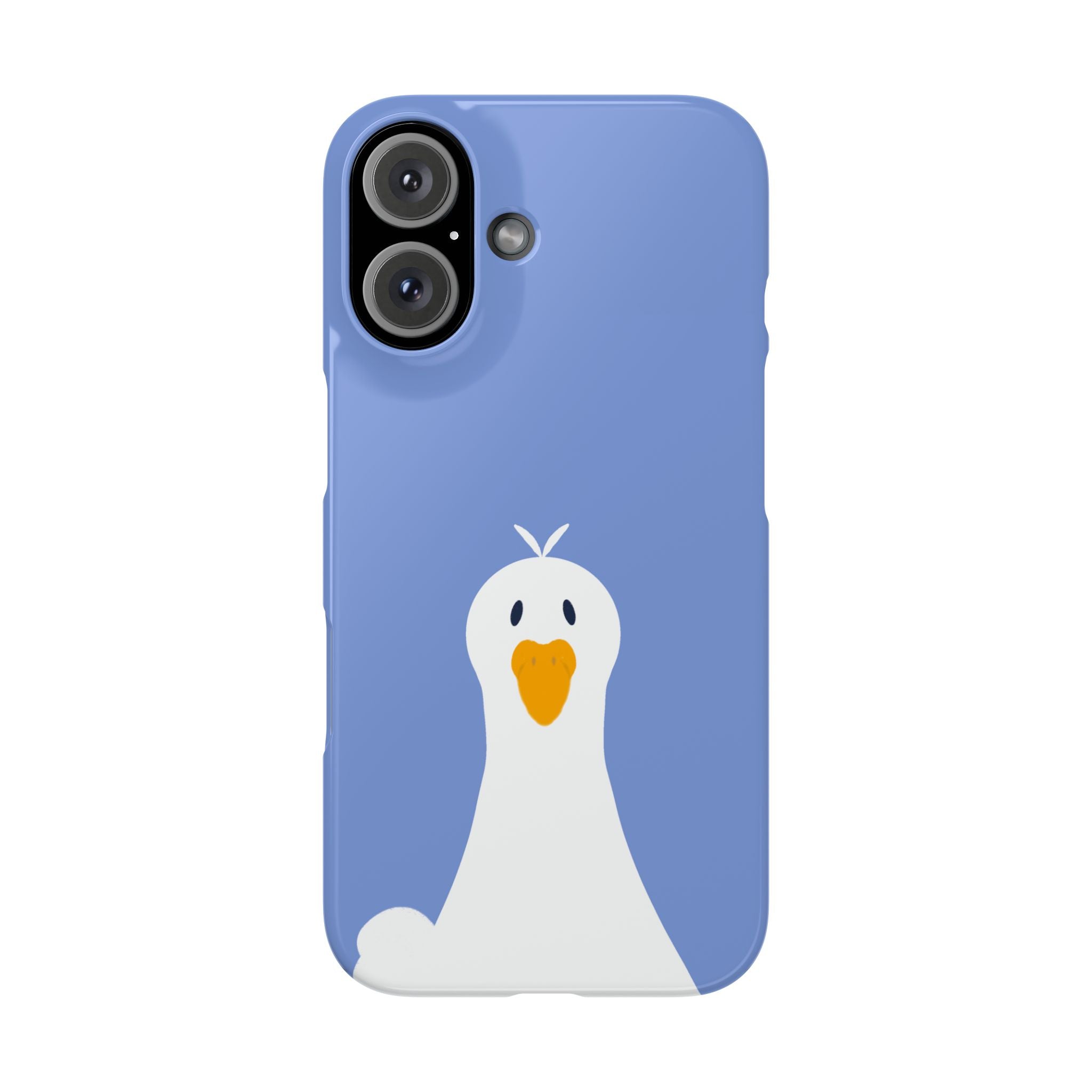 Cute Goose Phone Case – Blue Snap Phone Cover with Whimsical Bird Design