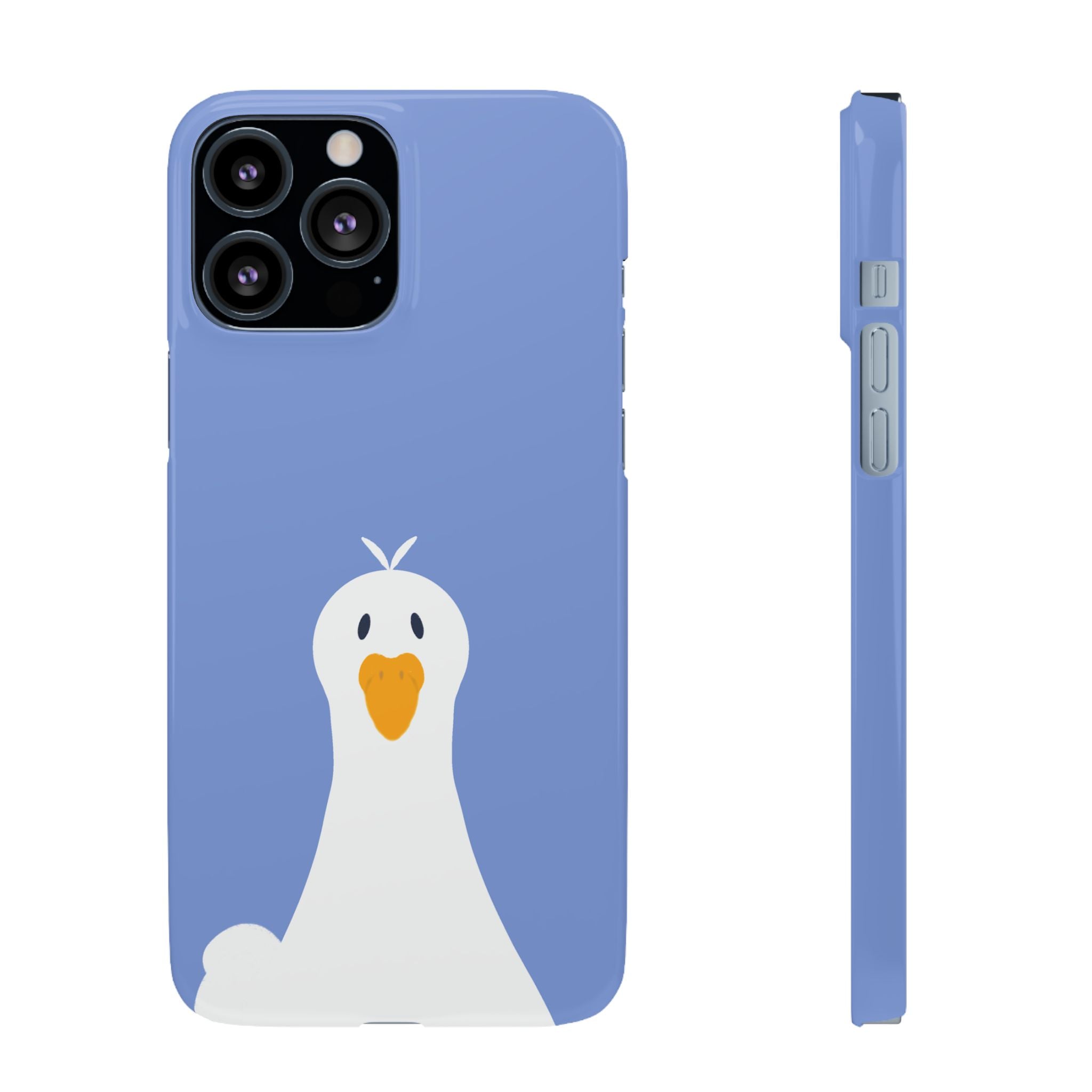 Cute Goose Phone Case – Blue Snap Phone Cover with Whimsical Bird Design