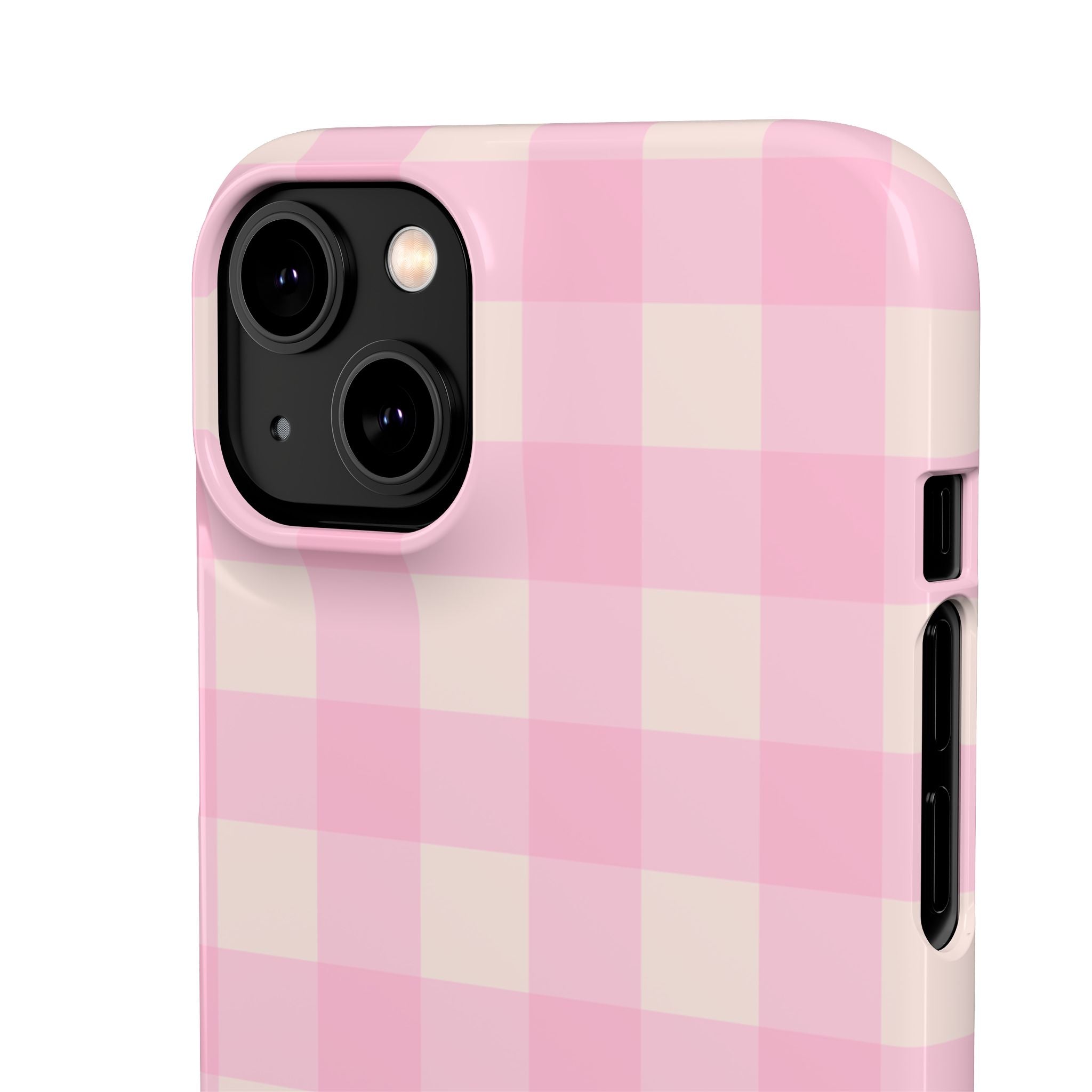 Pink Gingham Snap Phone Case - Cute Pastel Checkered iPhone Cover