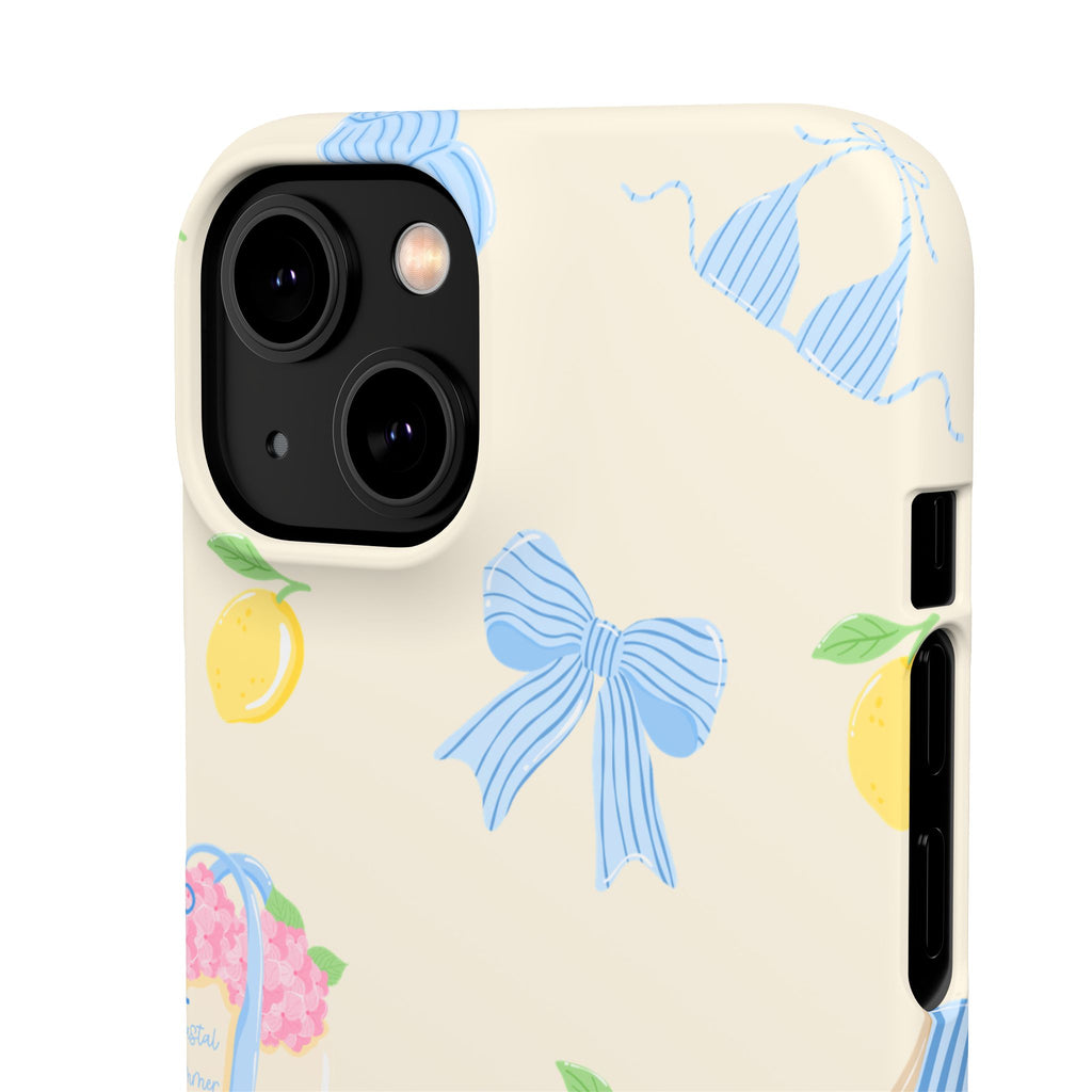 Cute Lemon & Beach Pattern Phone Case — Pastel Summer Snap Case