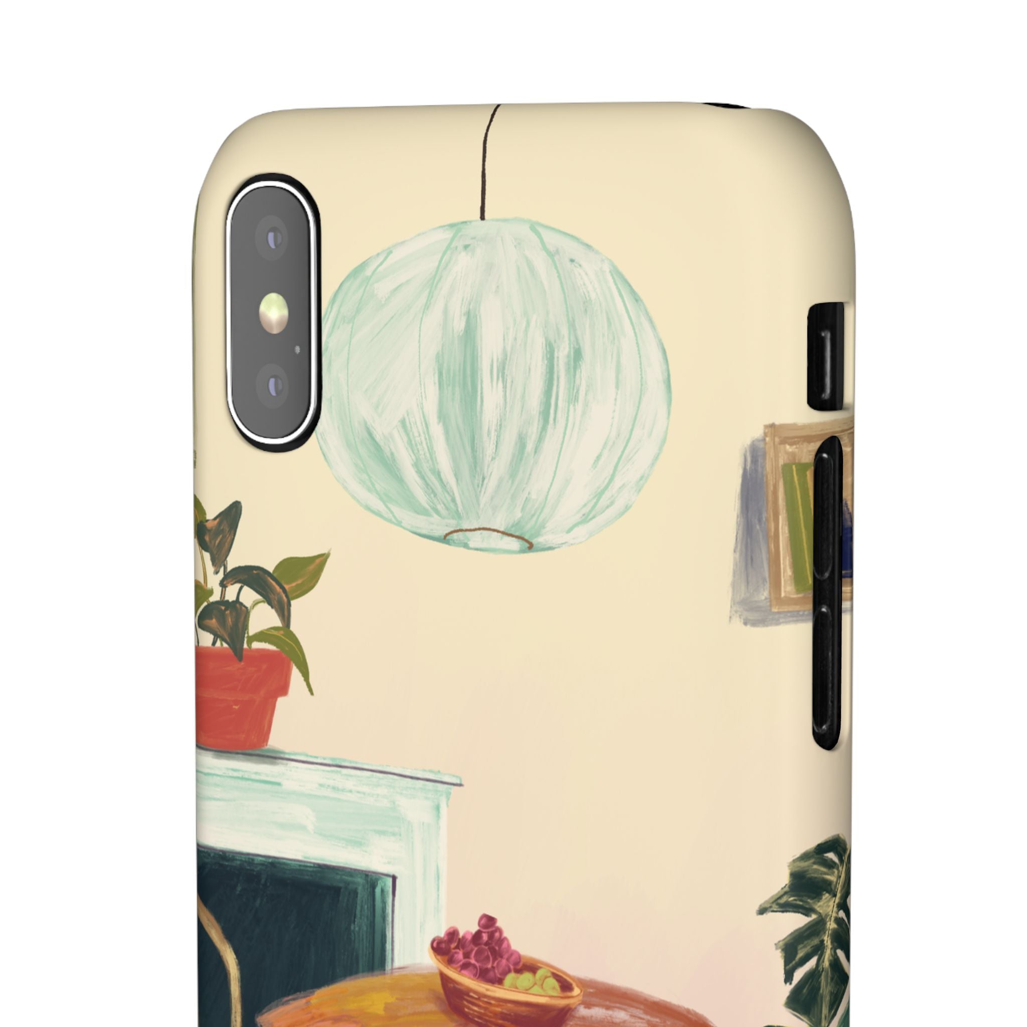 Vintage Bistro Phone Case — Cozy Cafe Interior Illustration Snap Case