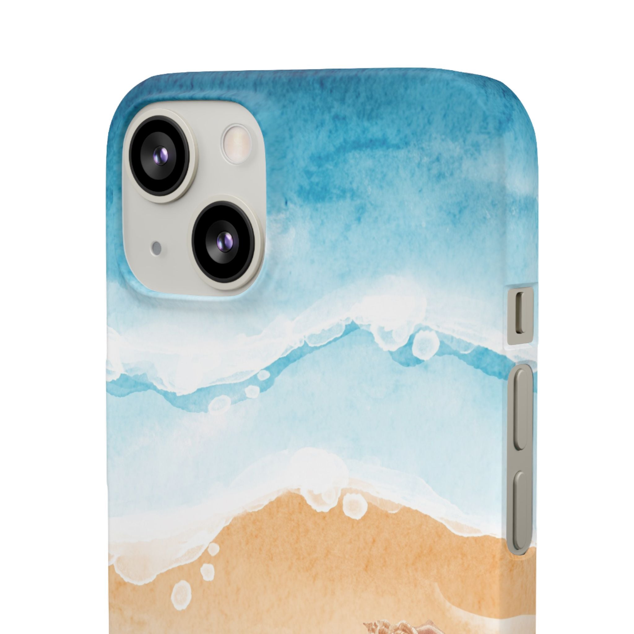 Beach Scene Phone Case — Watercolor Sand, Seashells & Crabs