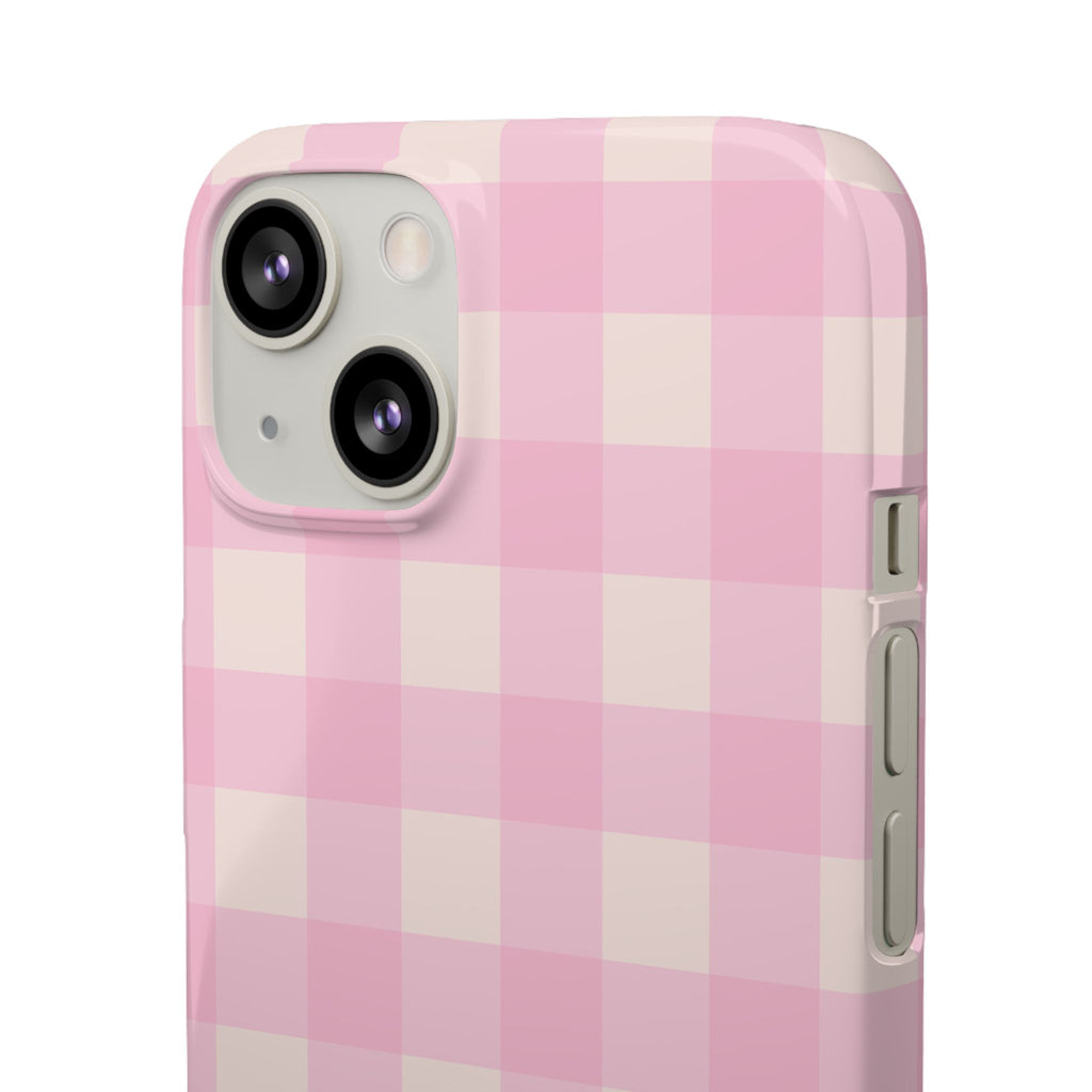 Pink Gingham Snap Phone Case - Cute Pastel Checkered iPhone Cover