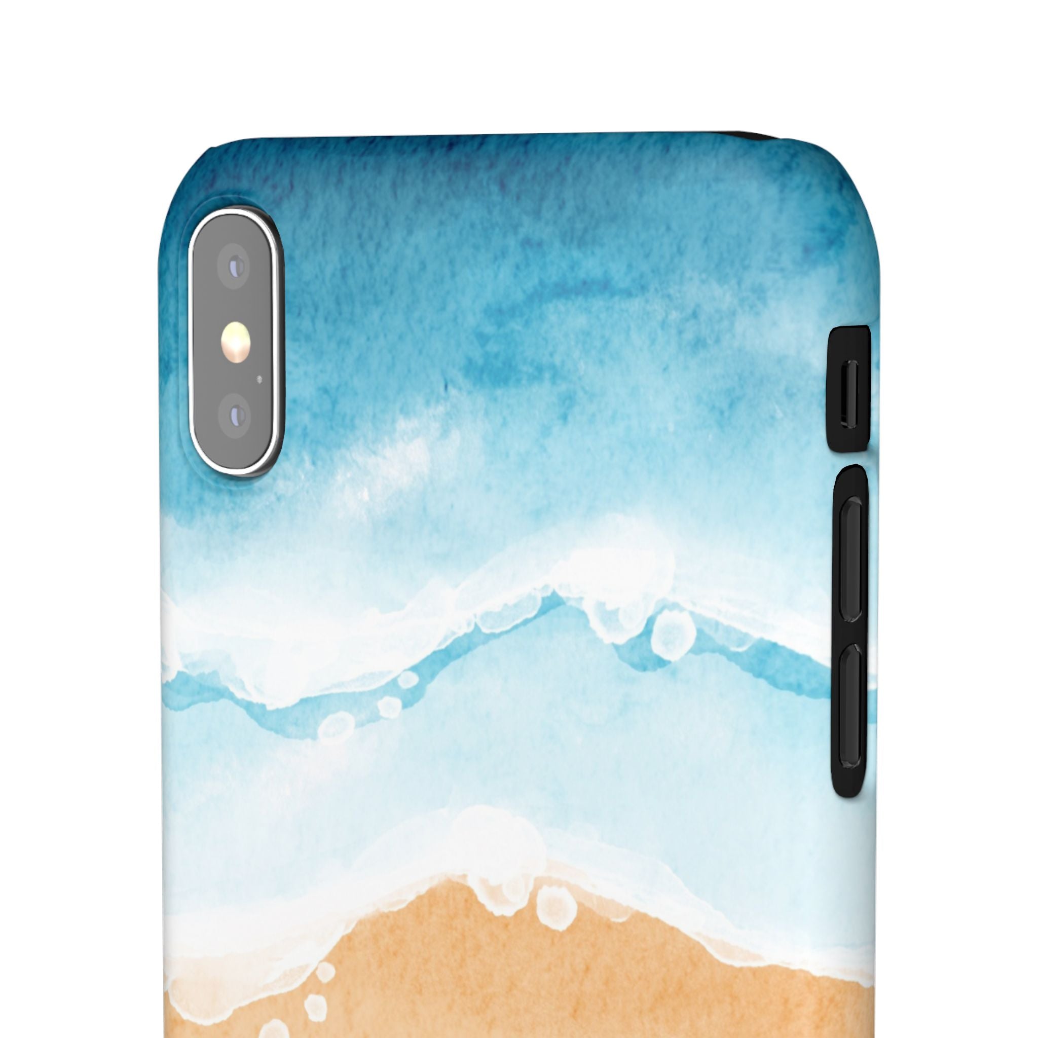 Beach Scene Phone Case — Watercolor Sand, Seashells & Crabs