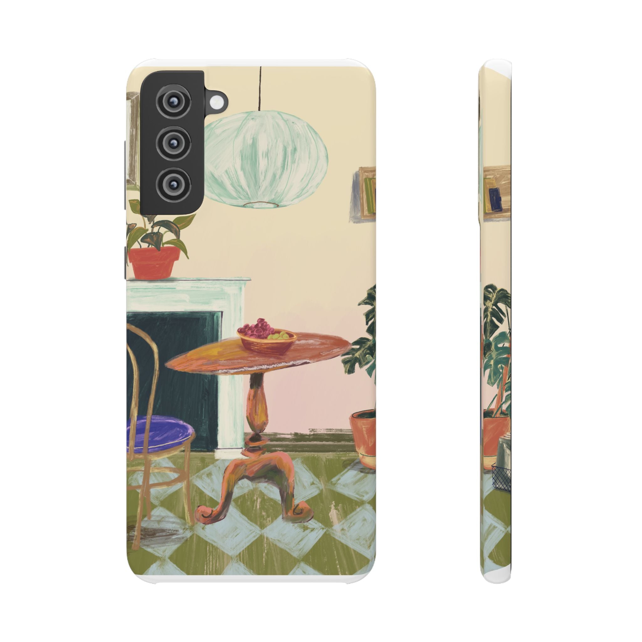 Vintage Bistro Phone Case — Cozy Cafe Interior Illustration Snap Case