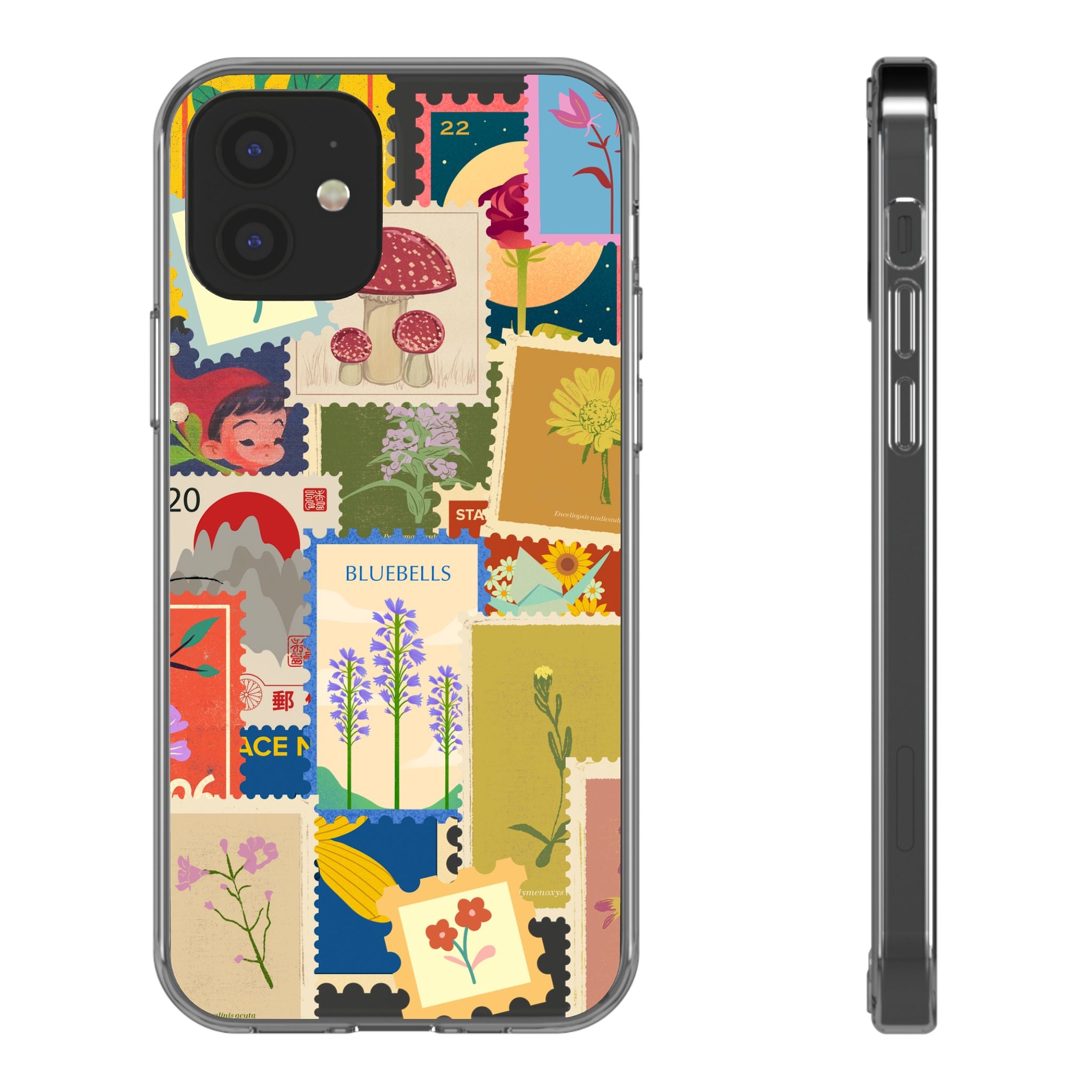 Clear Case — Vintage Floral Stamp Collage Phone Case