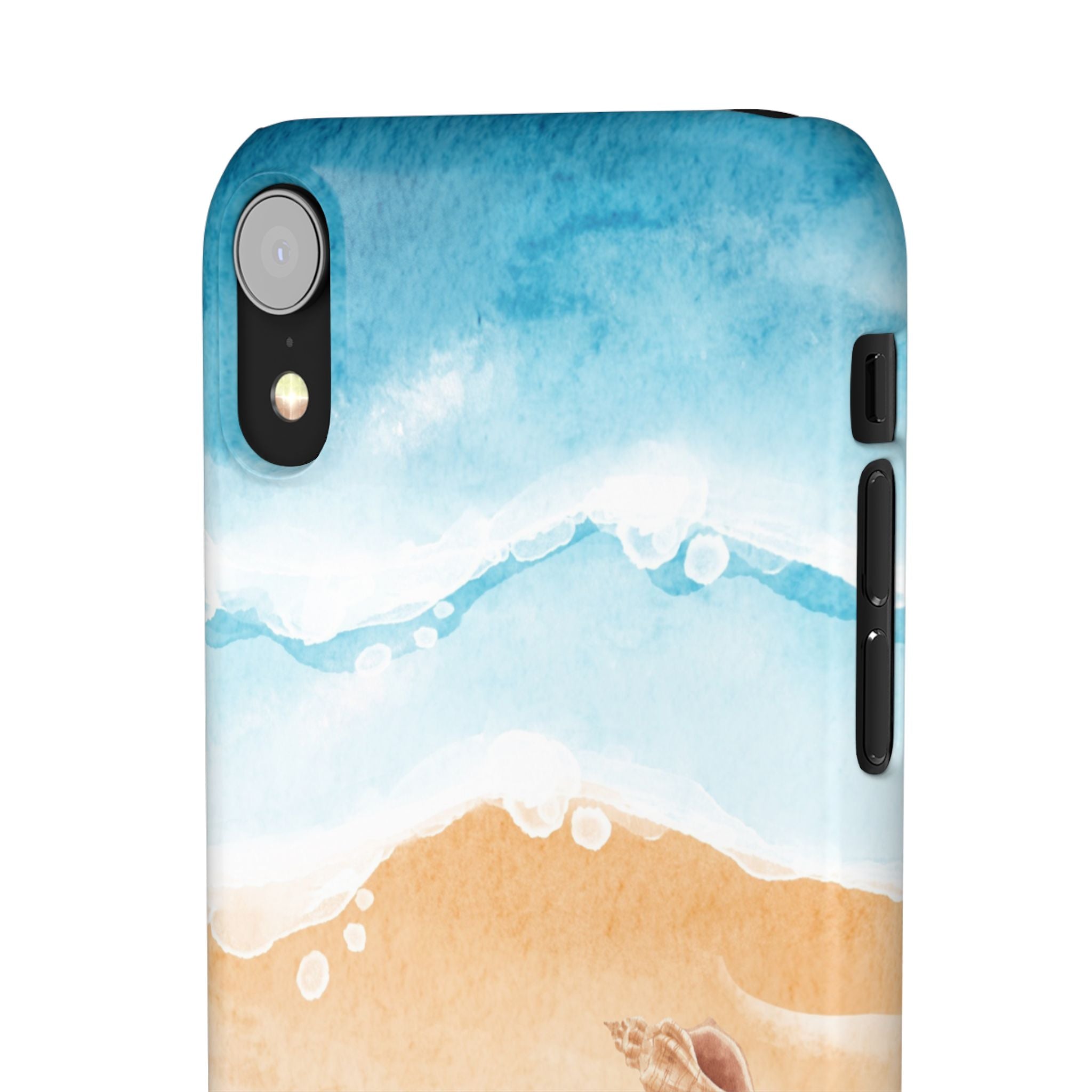 Beach Scene Phone Case — Watercolor Sand, Seashells & Crabs