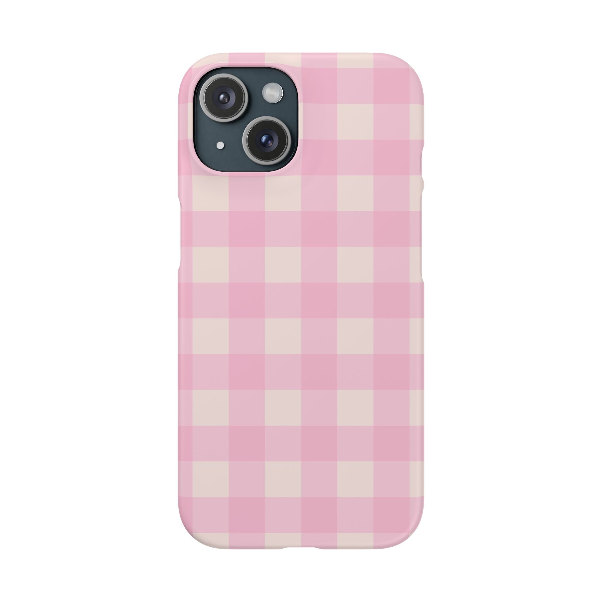 Pink Gingham Snap Phone Case - Cute Pastel Checkered iPhone Cover