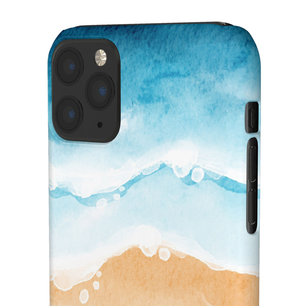 Beach Scene Phone Case — Watercolor Sand, Seashells & Crabs