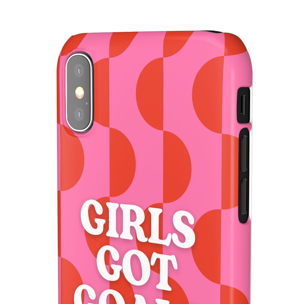 Girls Got Goals Phone Case - Retro Pink Red Motivational Snap Case