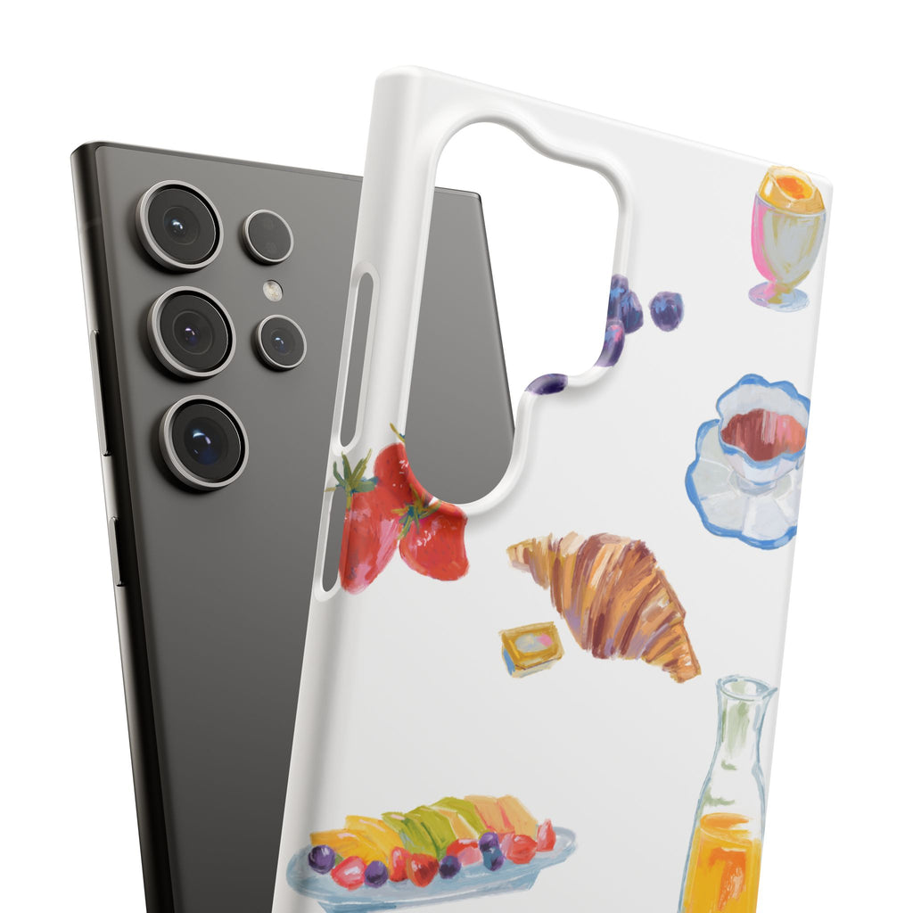 Phone Case — Watercolor Breakfast Pattern (croissant, berries, juice)