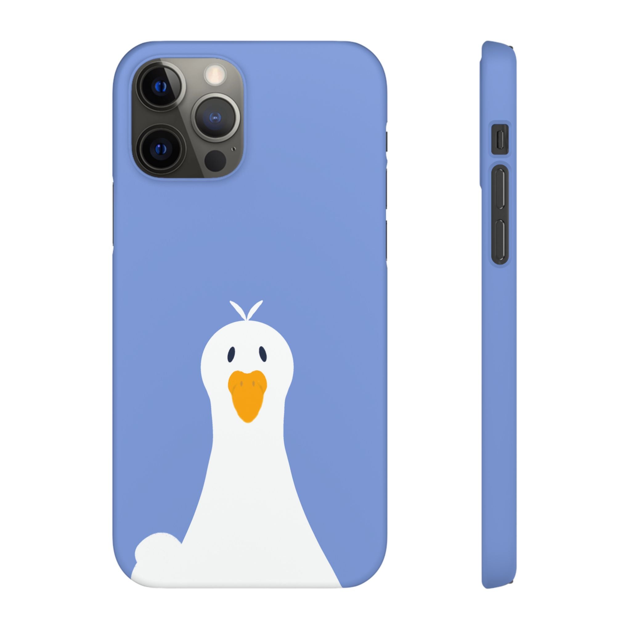 Cute Goose Phone Case – Blue Snap Phone Cover with Whimsical Bird Design
