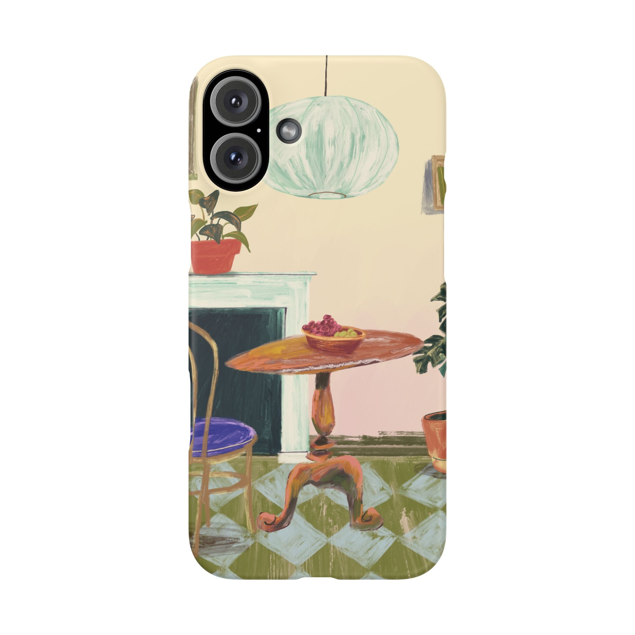 Vintage Bistro Phone Case — Cozy Cafe Interior Illustration Snap Case