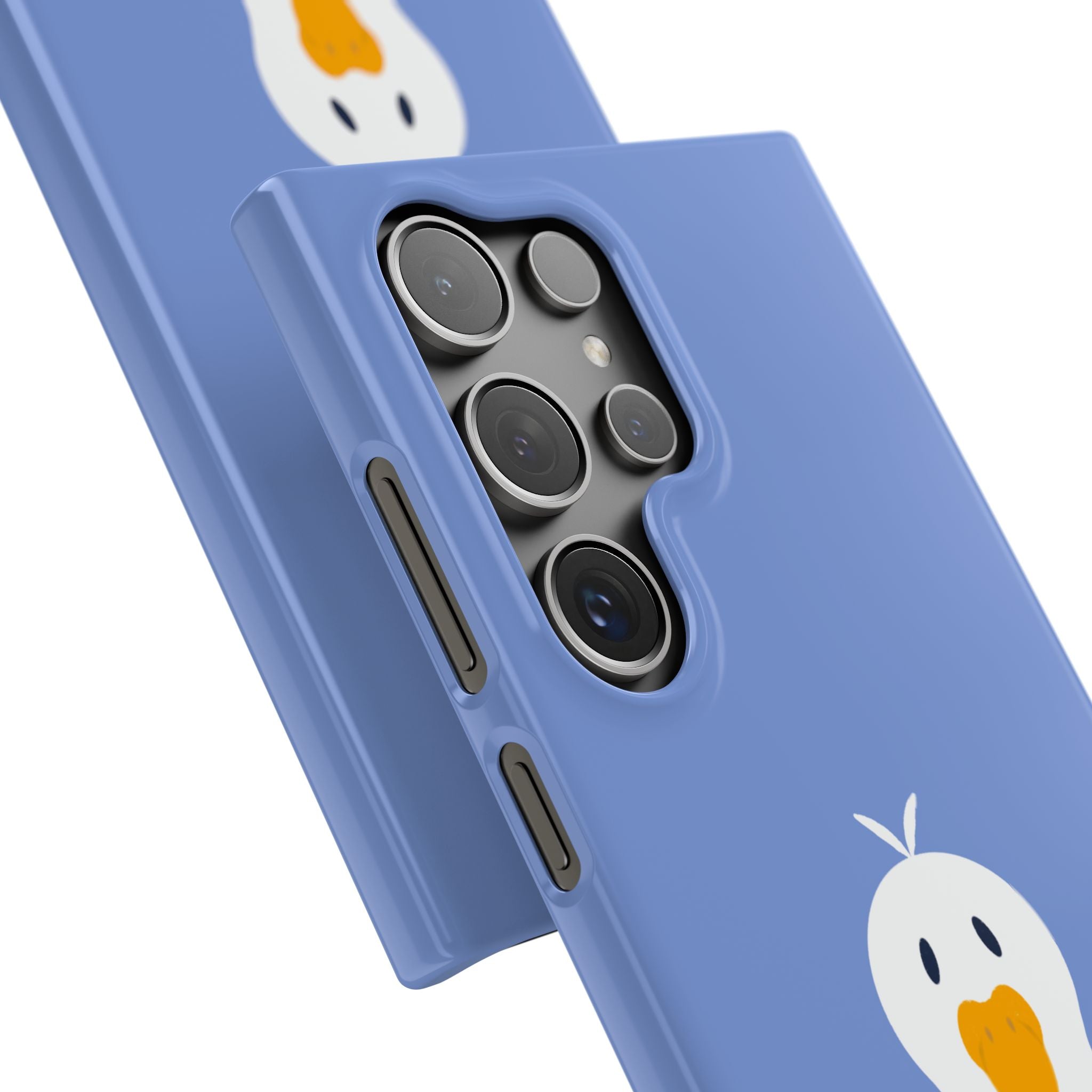 Cute Goose Phone Case – Blue Snap Phone Cover with Whimsical Bird Design