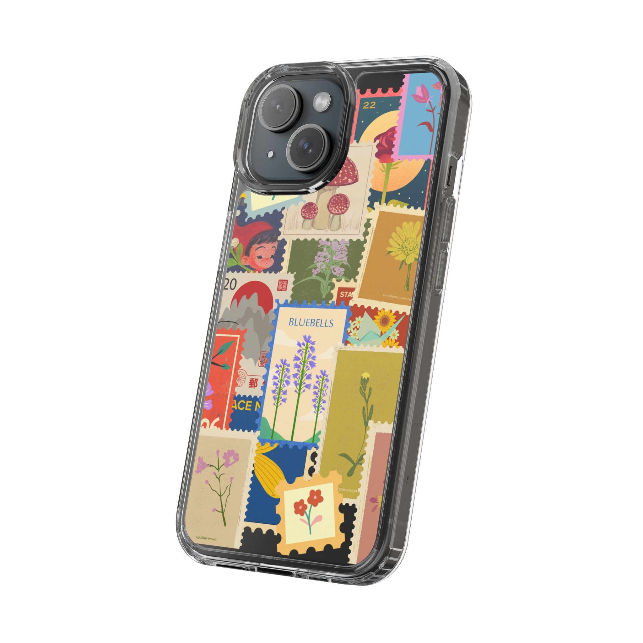 Clear Case — Vintage Floral Stamp Collage Phone Case
