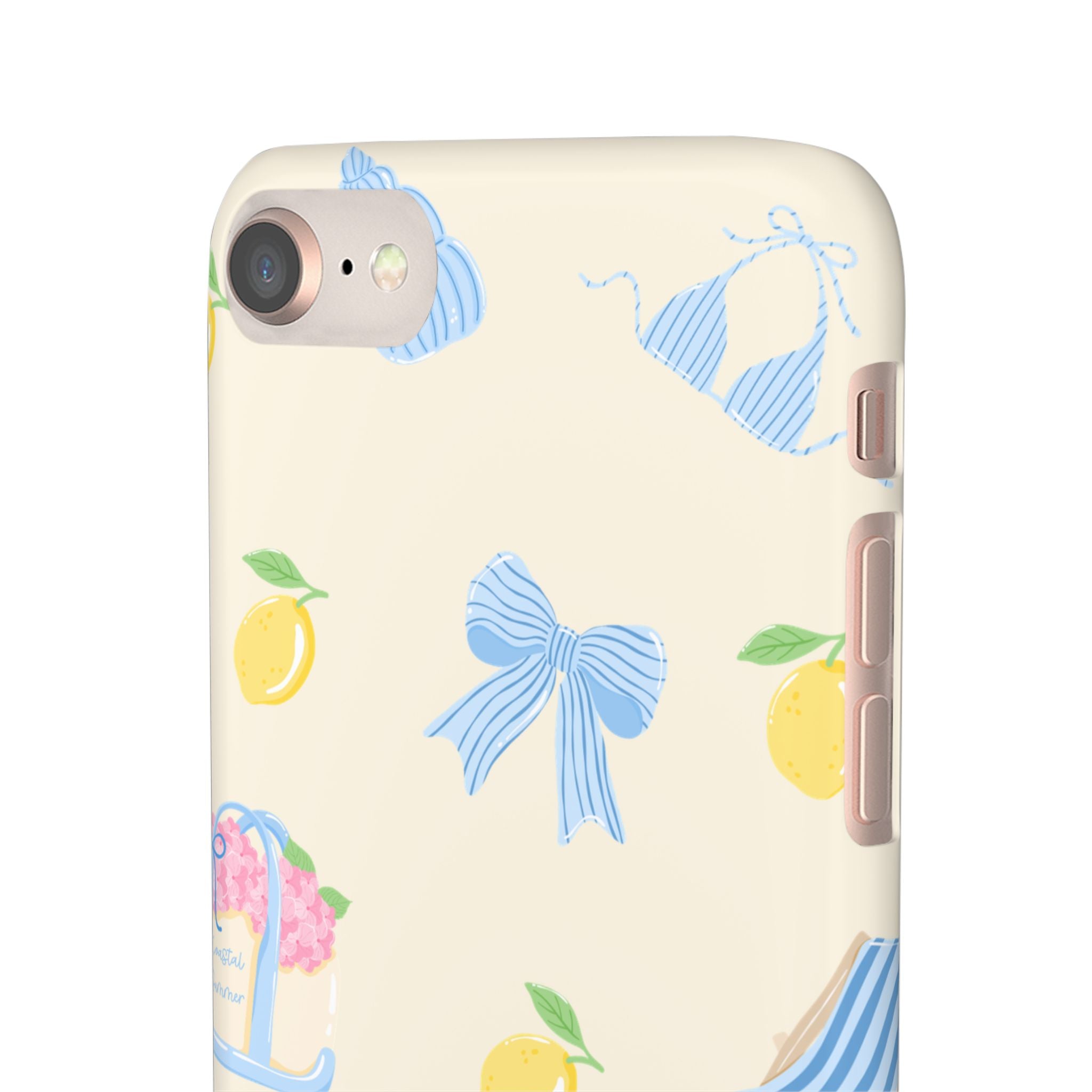 Cute Lemon & Beach Pattern Phone Case — Pastel Summer Snap Case