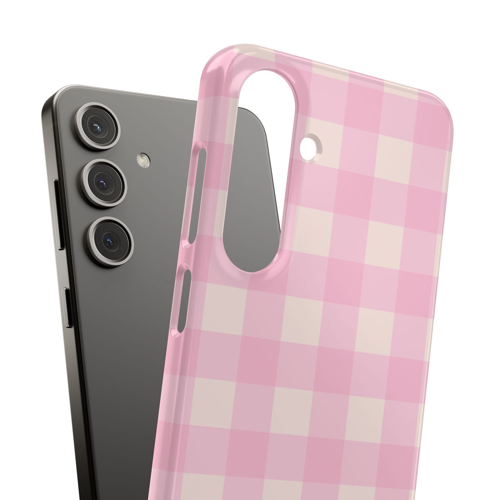 Pink Gingham Snap Phone Case - Cute Pastel Checkered iPhone Cover