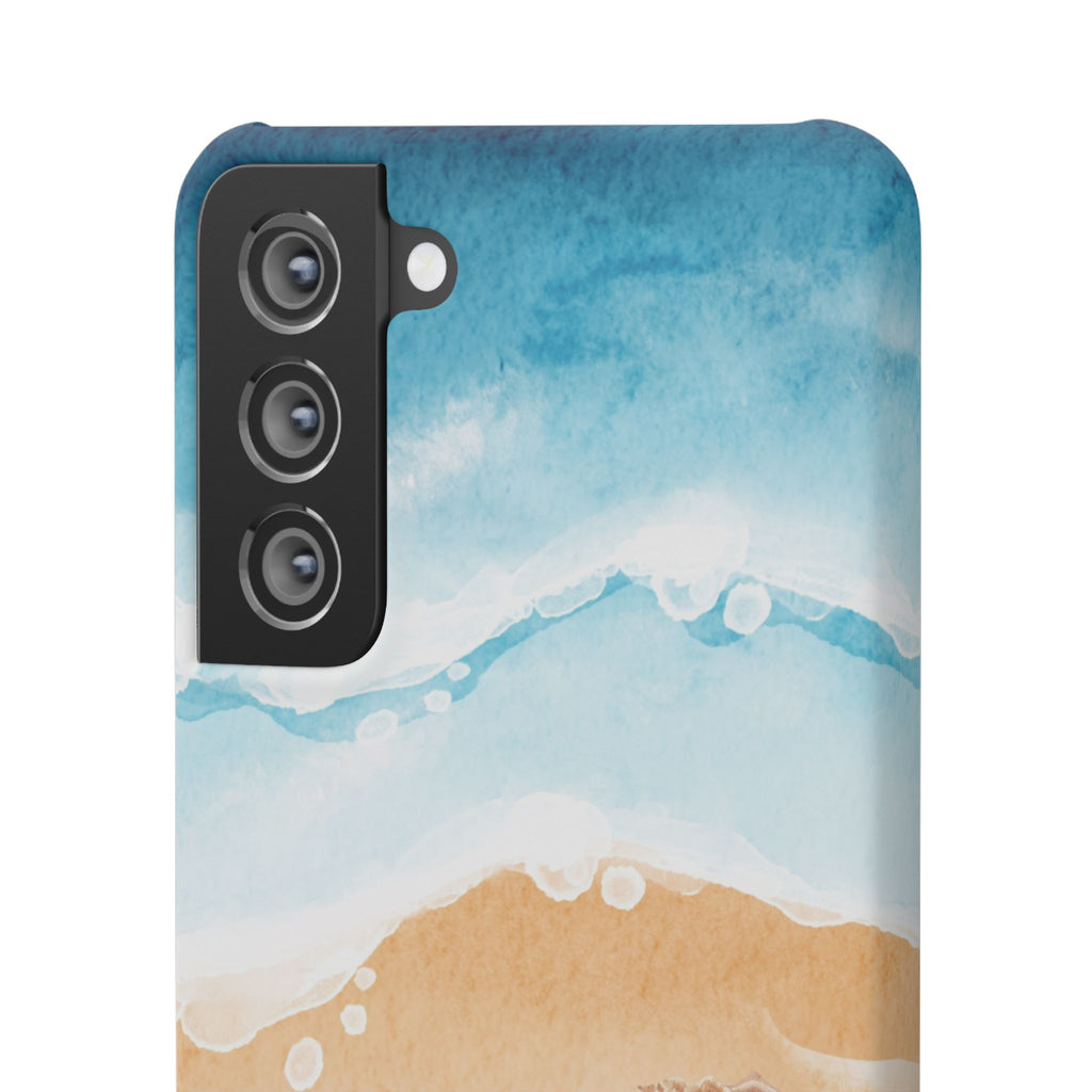 Beach Scene Phone Case — Watercolor Sand, Seashells & Crabs