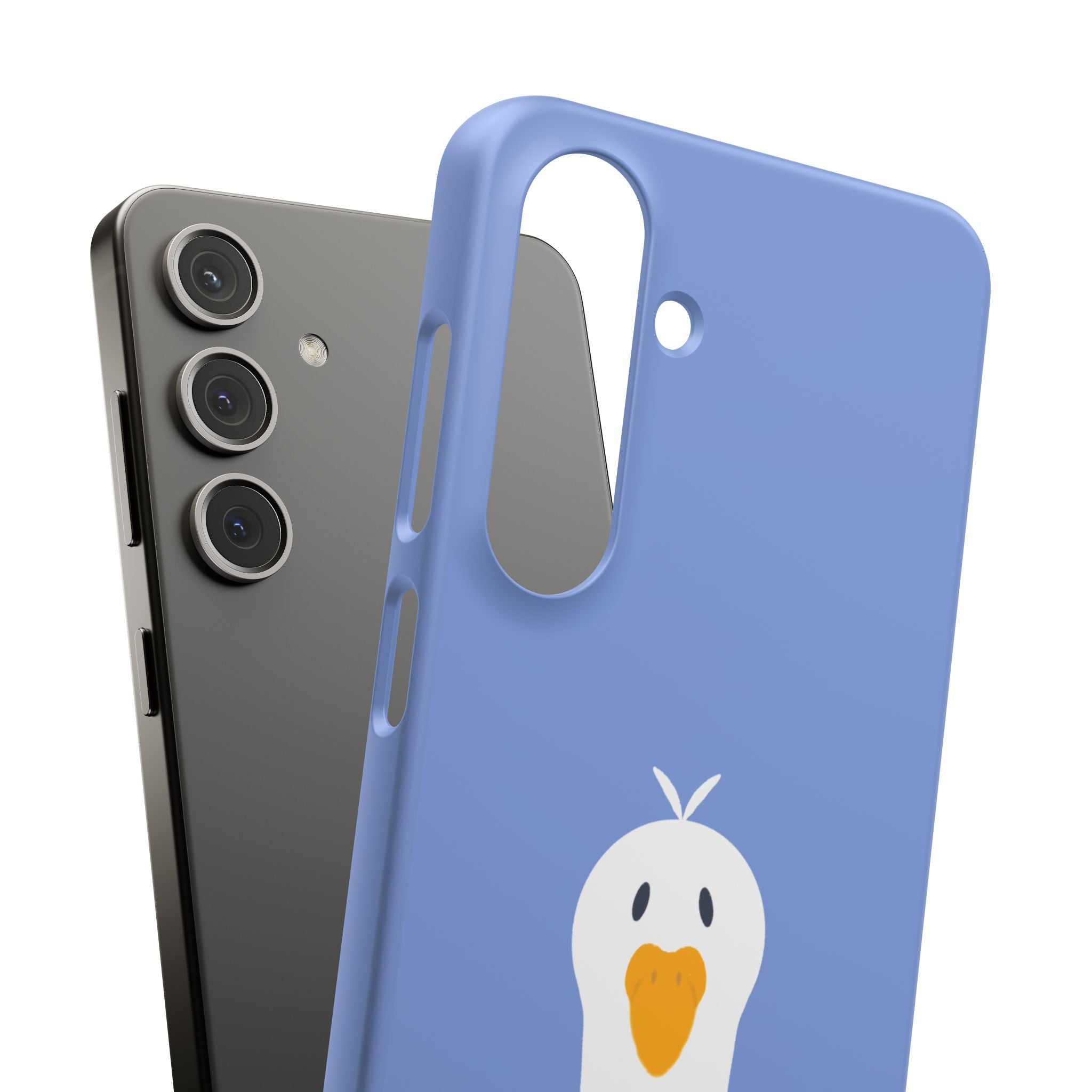 Cute Goose Phone Case – Blue Snap Phone Cover with Whimsical Bird Design