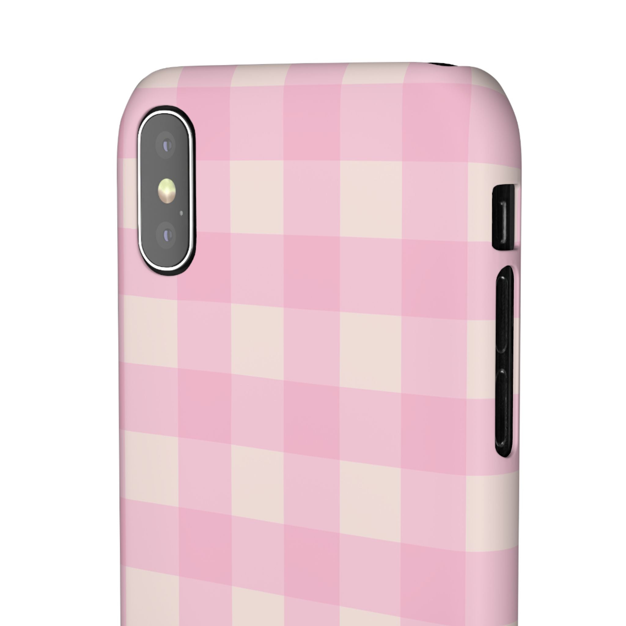 Pink Gingham Snap Phone Case - Cute Pastel Checkered iPhone Cover