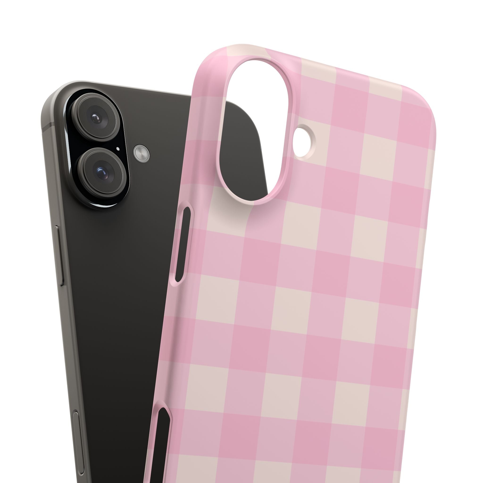 Pink Gingham Snap Phone Case - Cute Pastel Checkered iPhone Cover