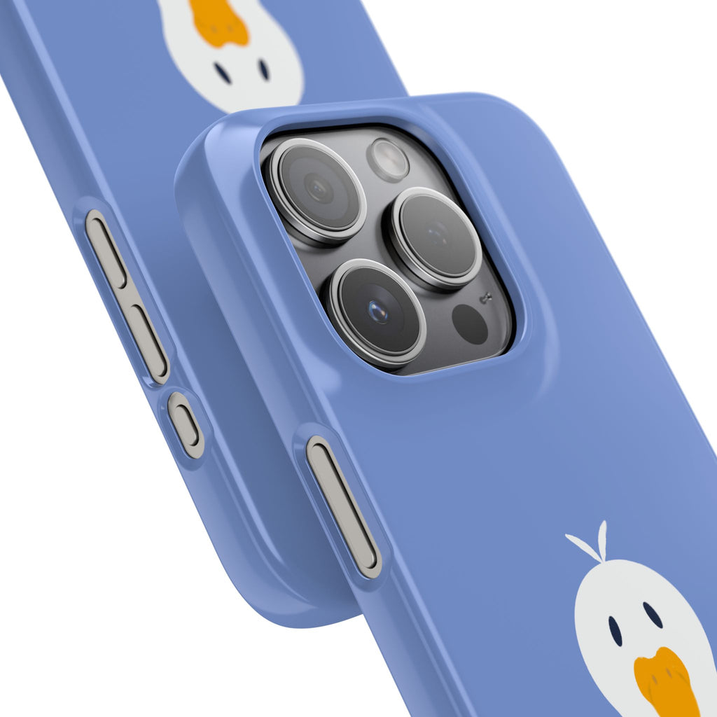 Cute Goose Phone Case – Blue Snap Phone Cover with Whimsical Bird Design