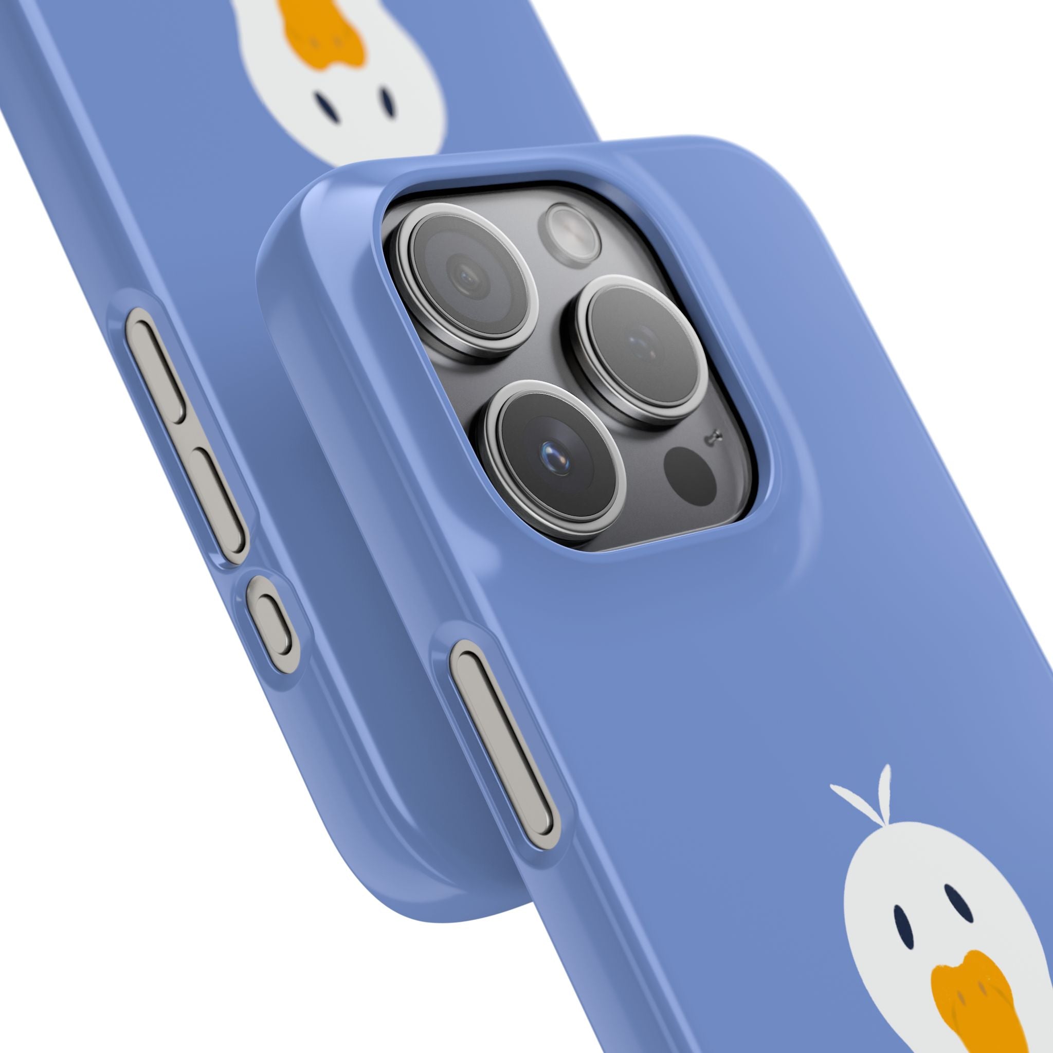Cute Goose Phone Case – Blue Snap Phone Cover with Whimsical Bird Design