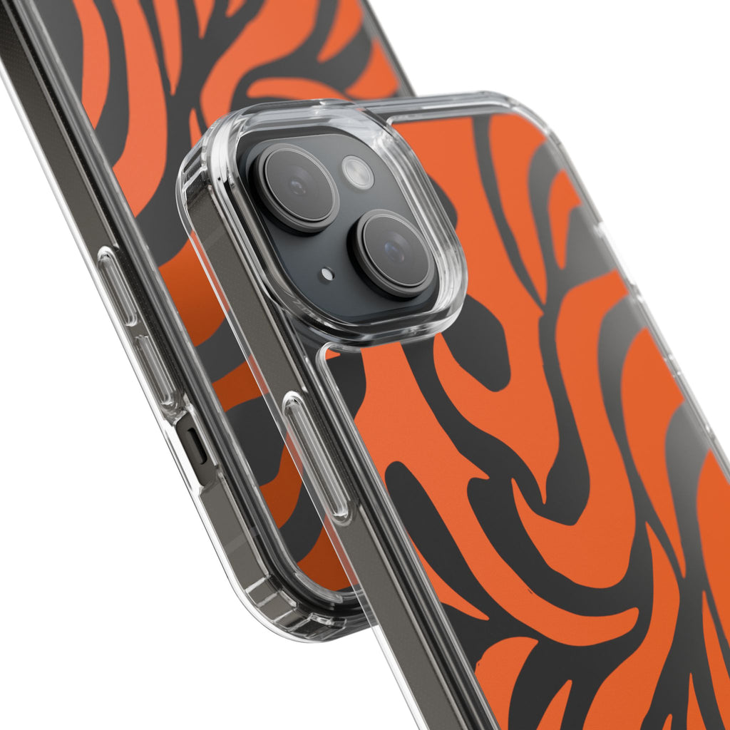 Orange Tiger Stripe Clear Phone Case — Bold Animal Print iPhone Cover