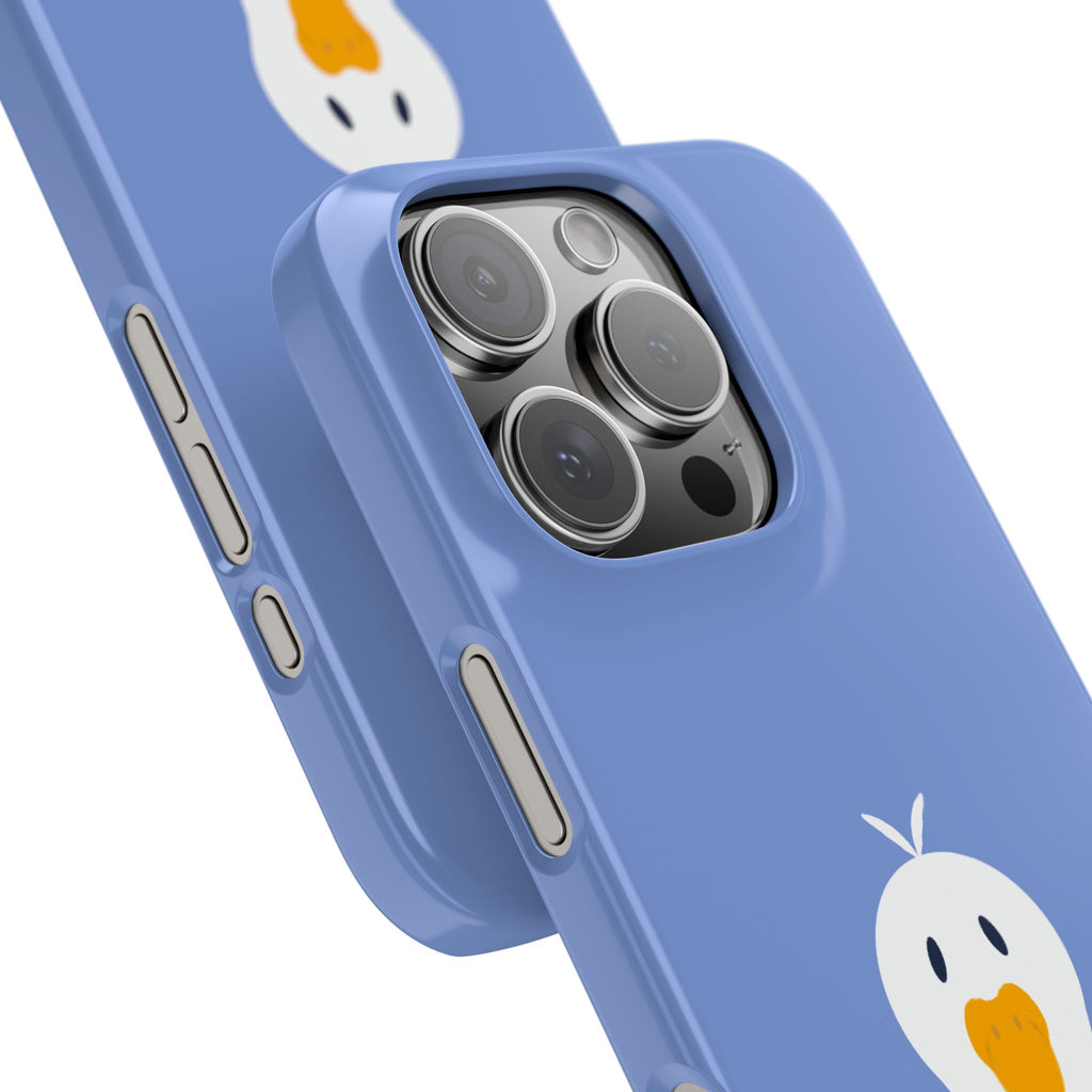 Cute Goose Phone Case – Blue Snap Phone Cover with Whimsical Bird Design