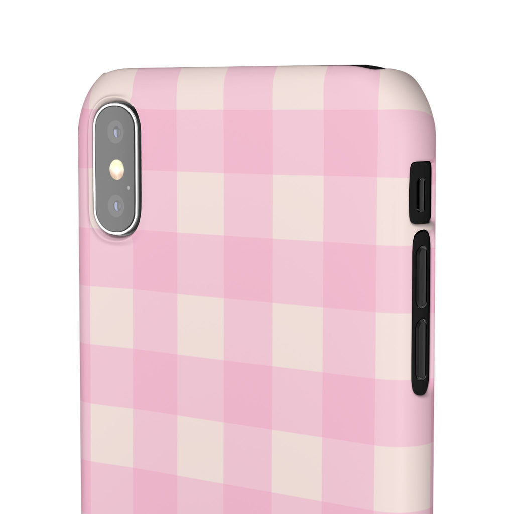 Pink Gingham Snap Phone Case - Cute Pastel Checkered iPhone Cover
