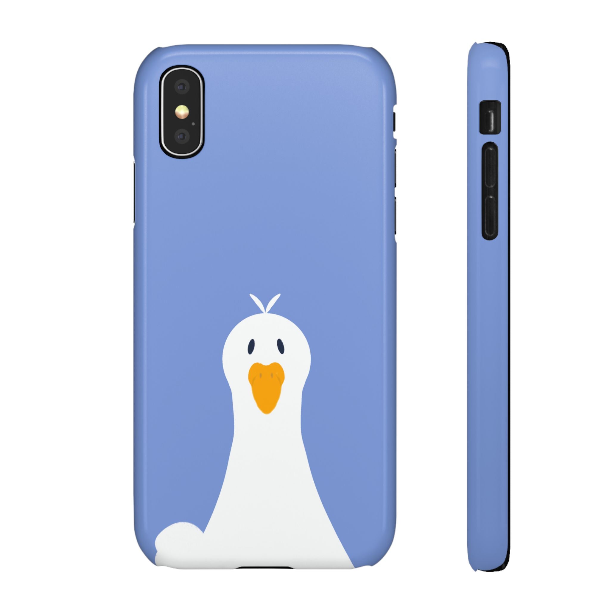 Cute Goose Phone Case – Blue Snap Phone Cover with Whimsical Bird Design