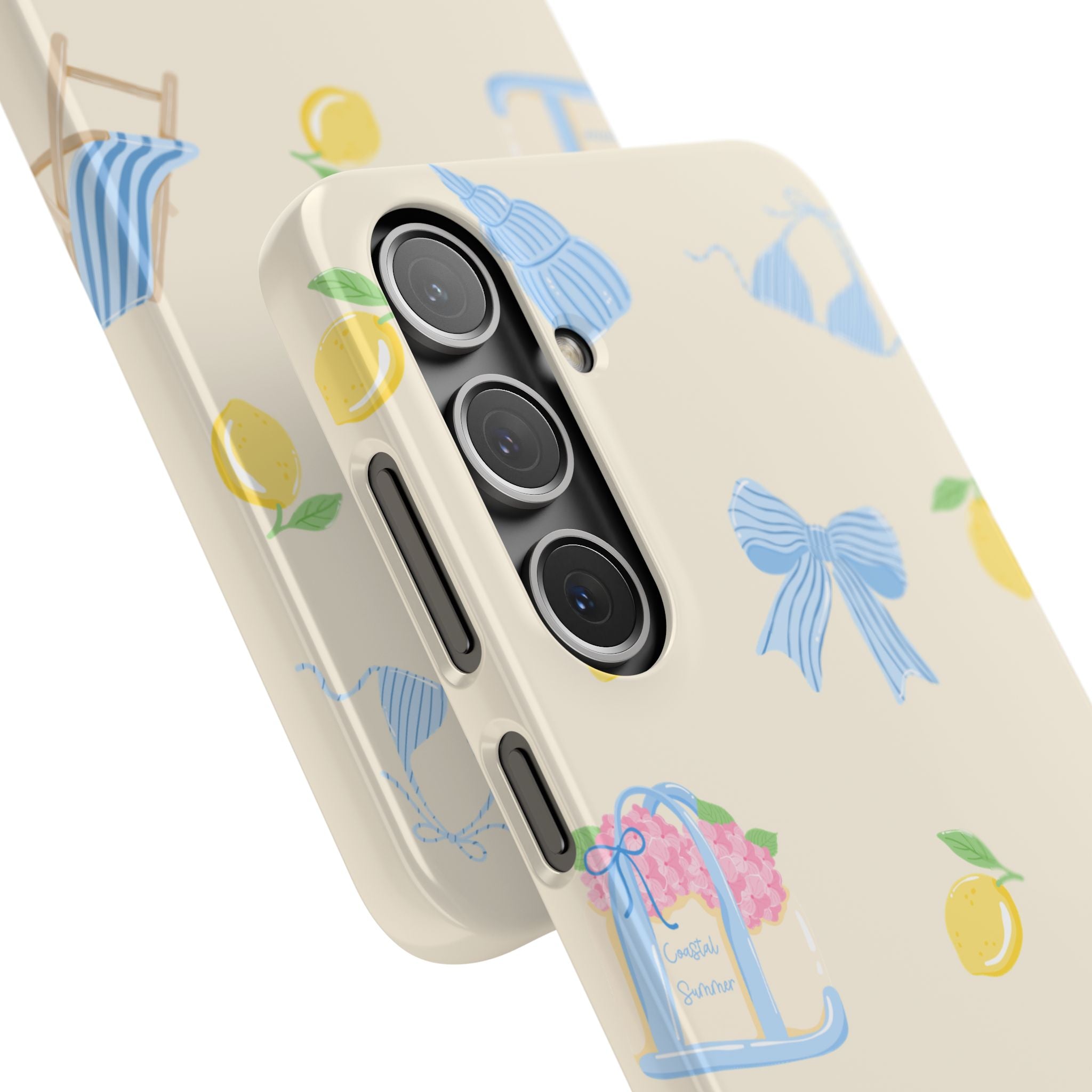 Cute Lemon & Beach Pattern Phone Case — Pastel Summer Snap Case